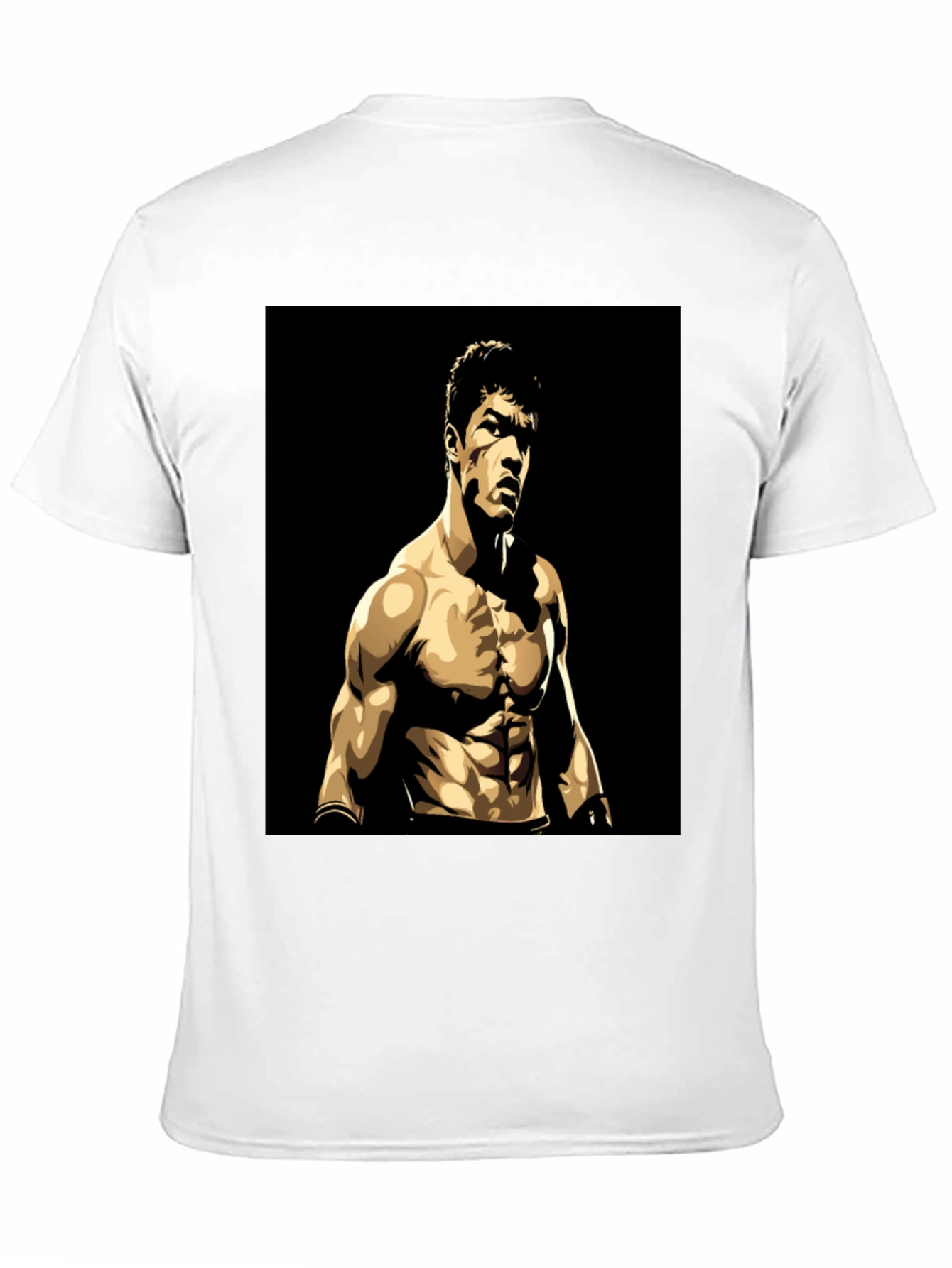 Black T-Shirt with Muscular Boxer Graphic