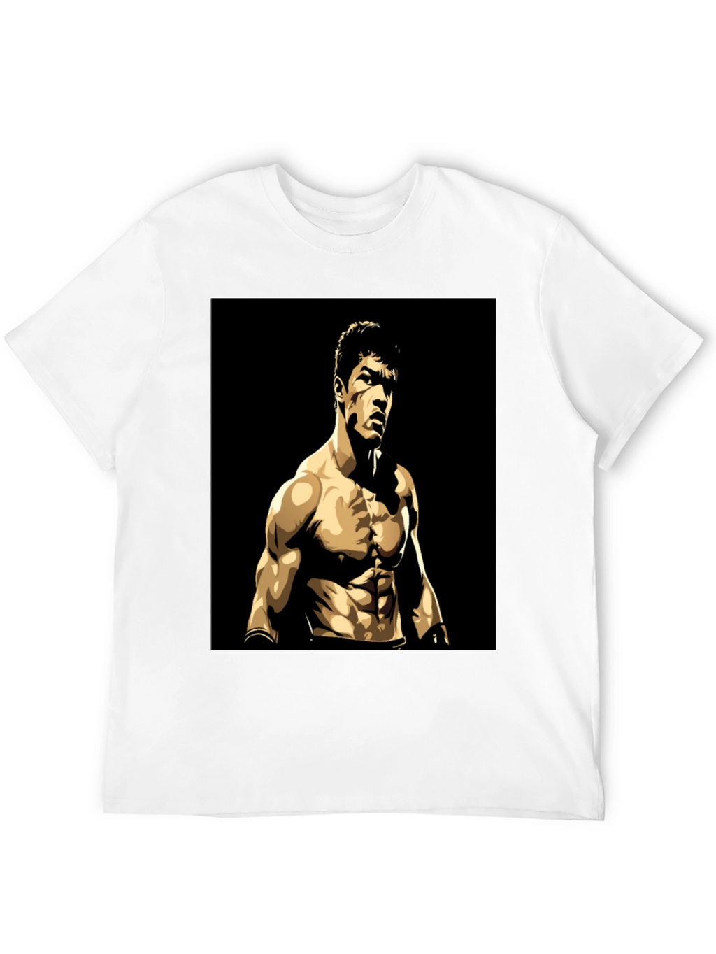 Black T-Shirt with Muscular Boxer Graphic
