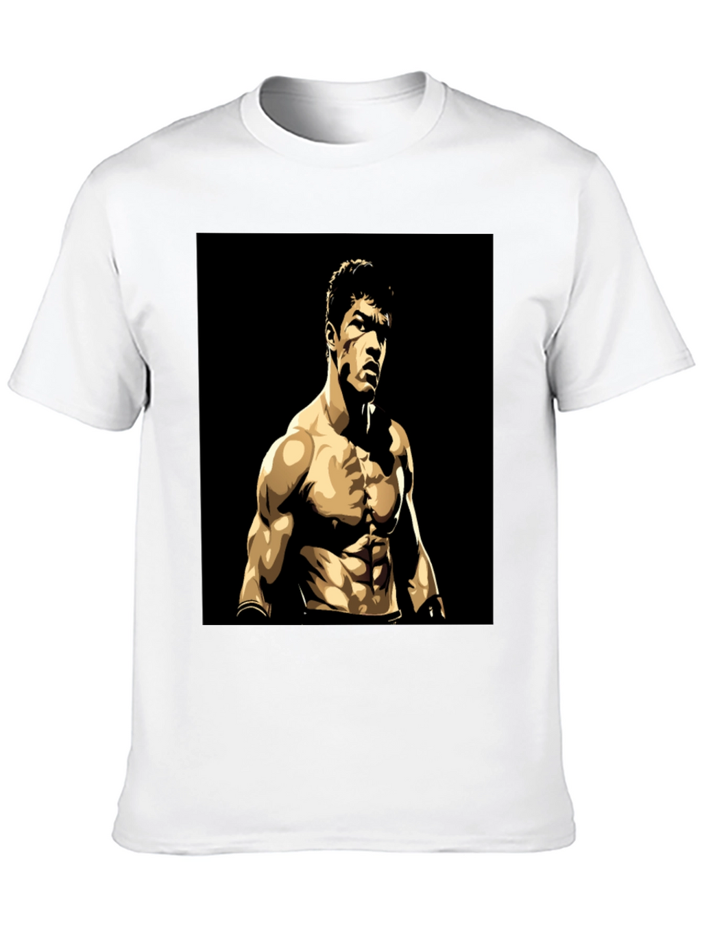 Black T-Shirt with Muscular Boxer Graphic