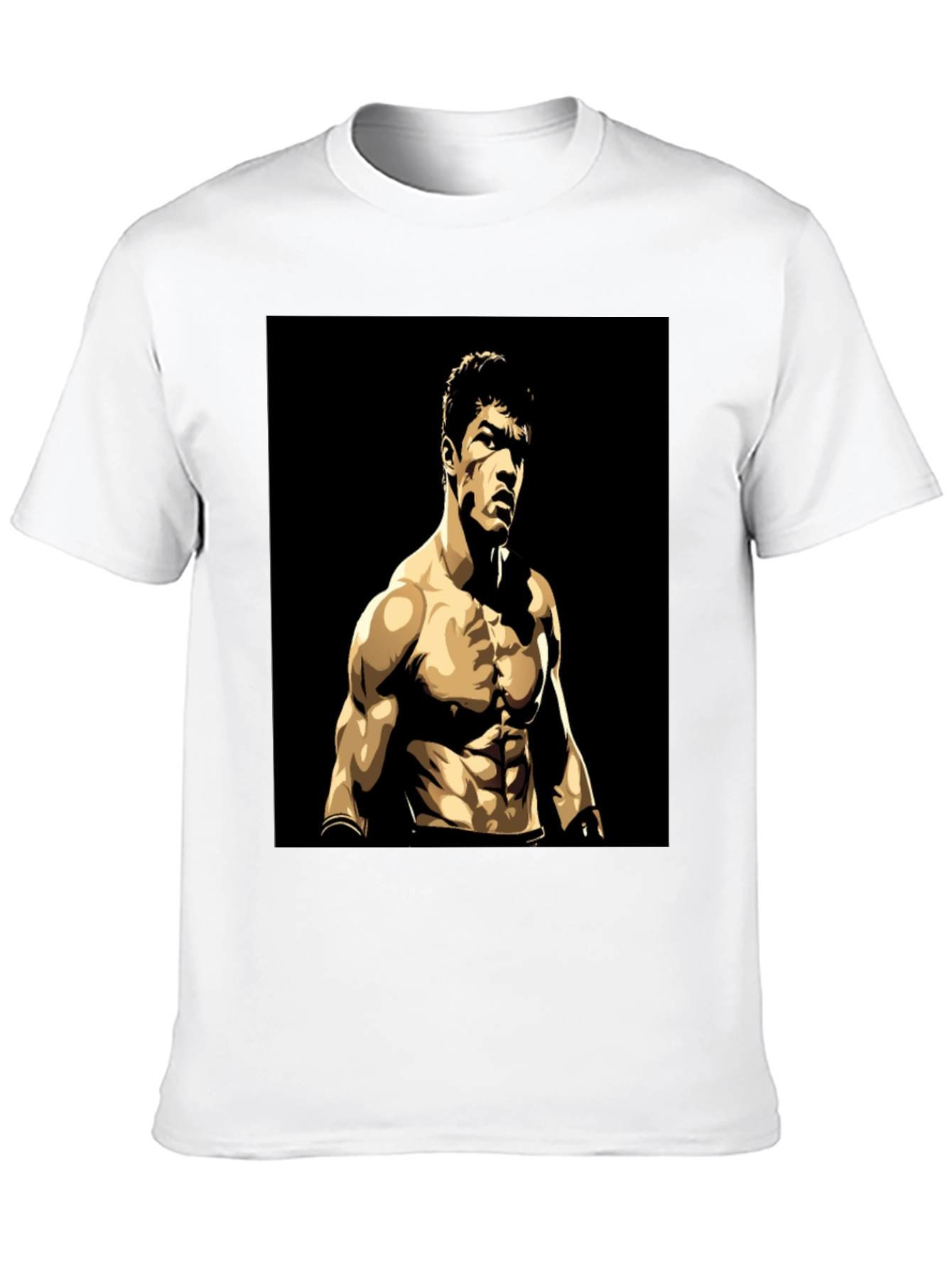 Black T-Shirt with Muscular Boxer Graphic