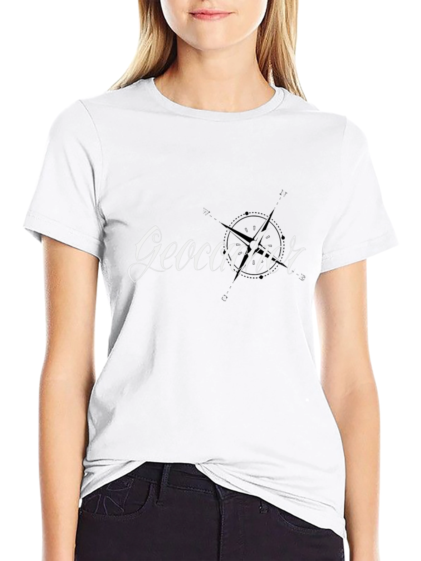 Geocacher Compass Black T-Shirt