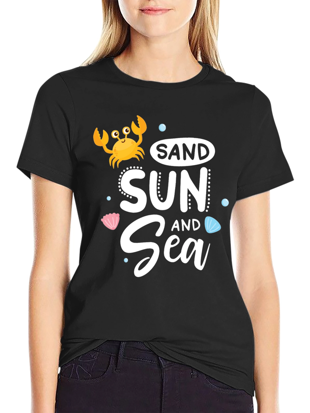 Sand Sun Sea Black Graphic T-Shirt
