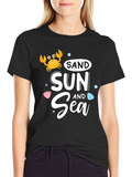 Sand Sun Sea Black Graphic T-Shirt