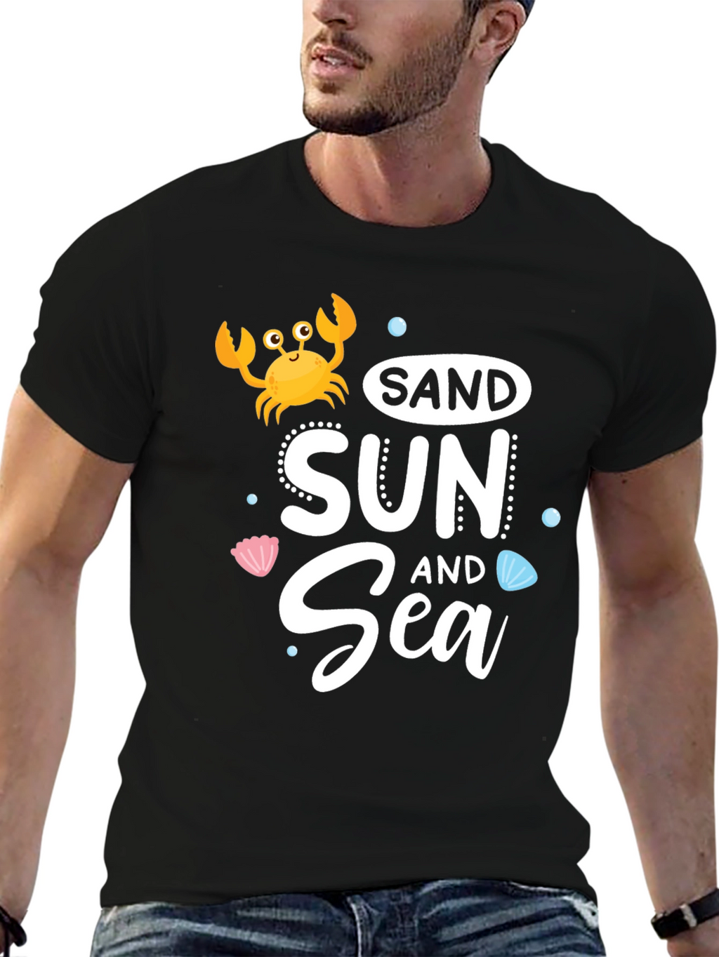 Sand Sun Sea Black Graphic T-Shirt