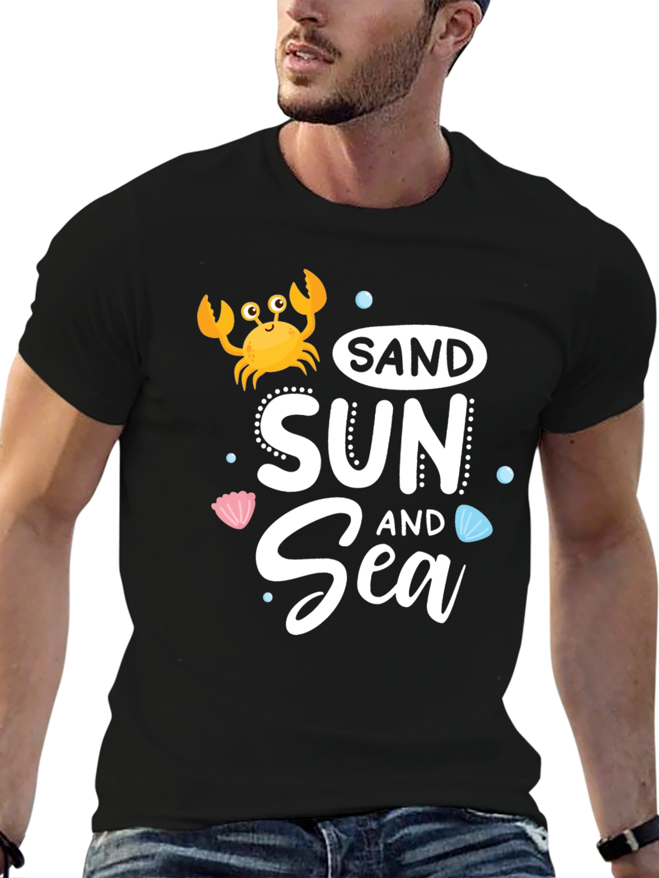 Sand Sun Sea Black Graphic T-Shirt