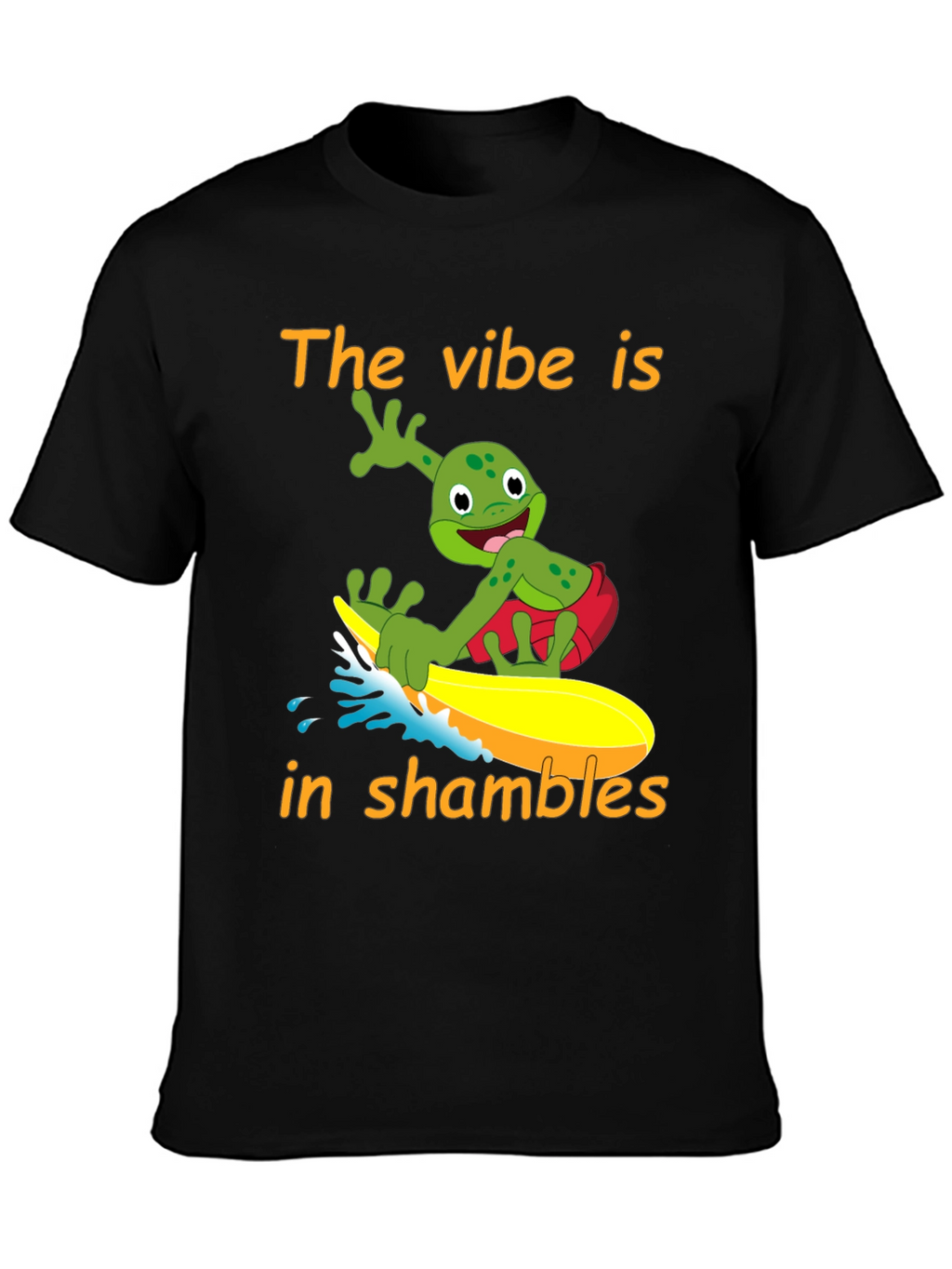 Vibe in Shambles Frog Surfing Graphic Tee