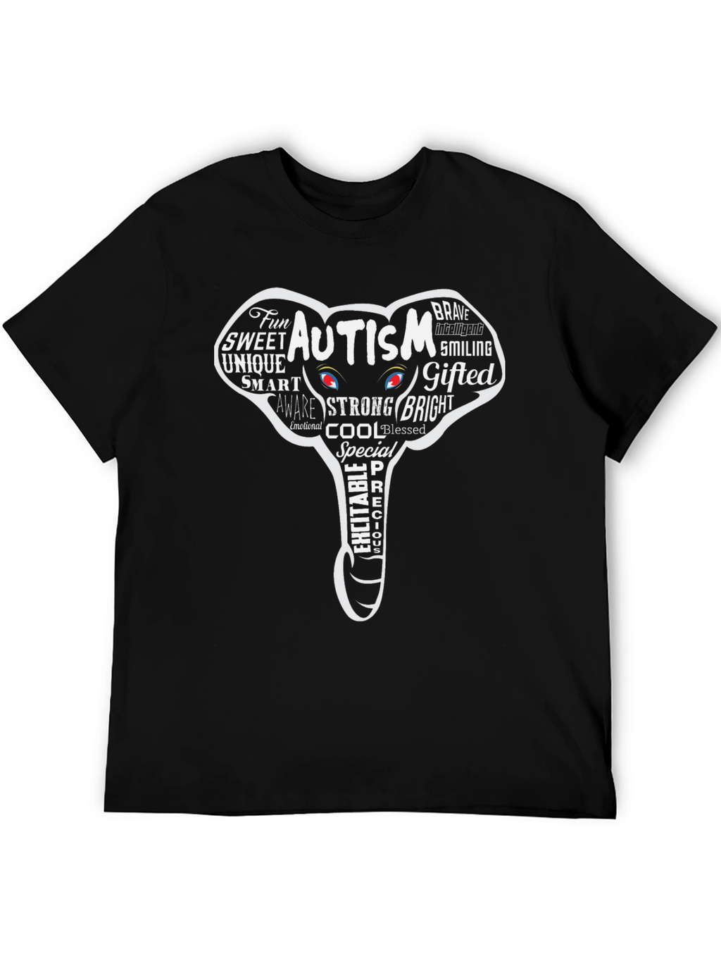 Autism Awareness Elephant Graphic Tee - Black