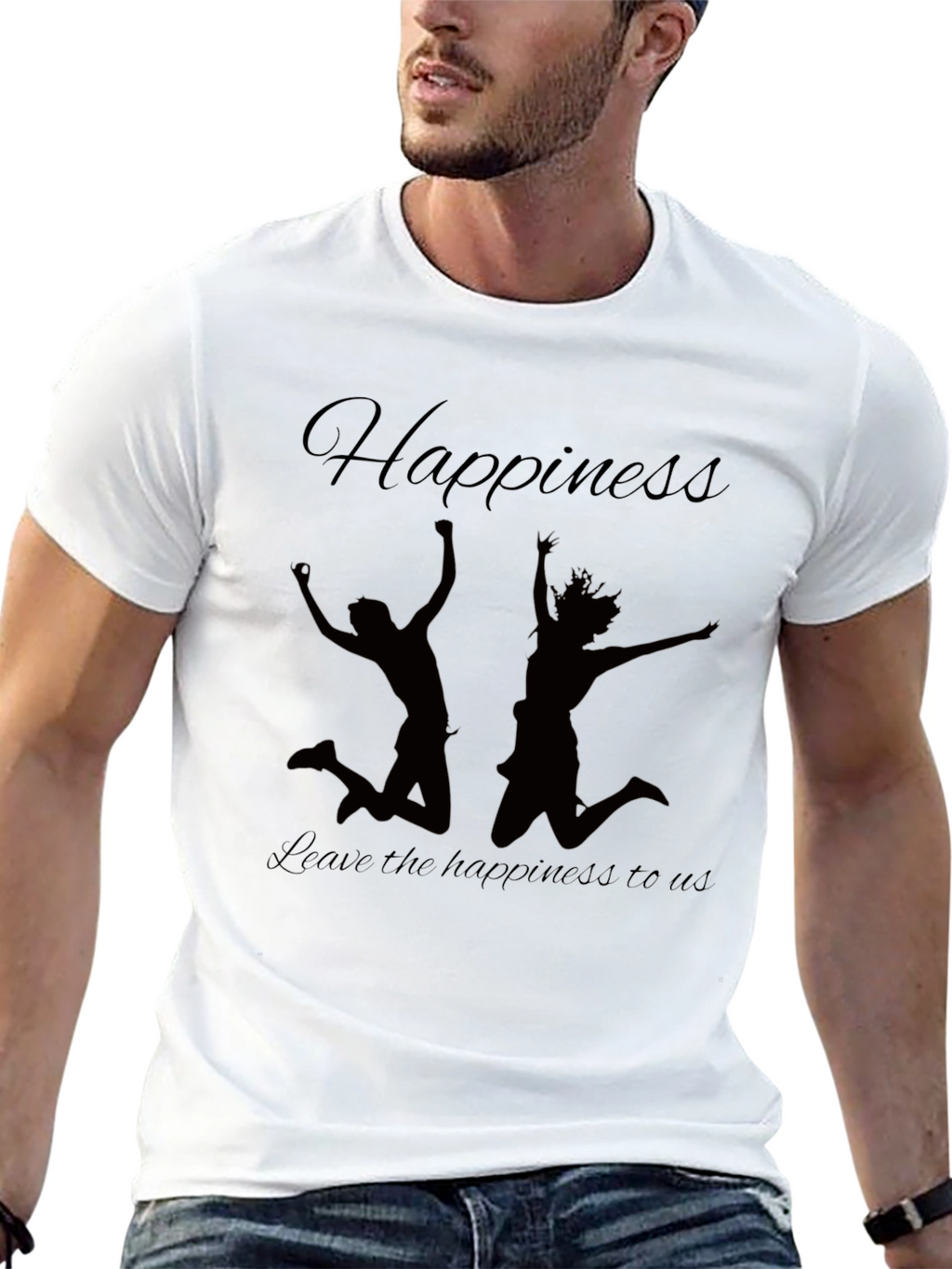 Happiness Graphic Tee - Black Casual Shirt