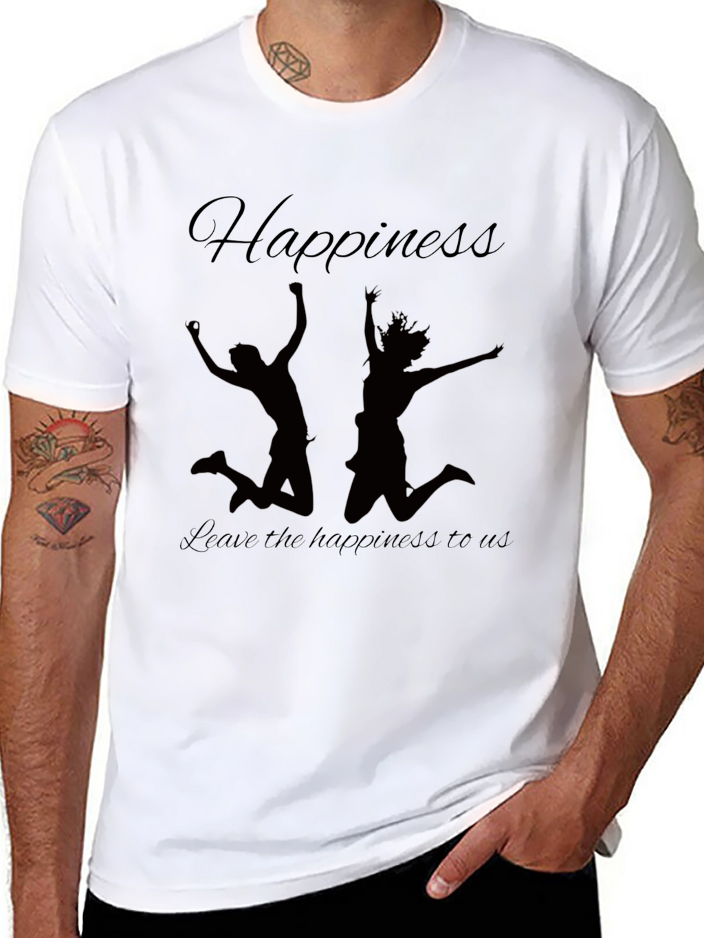 Happiness Graphic Tee - Black Casual Shirt