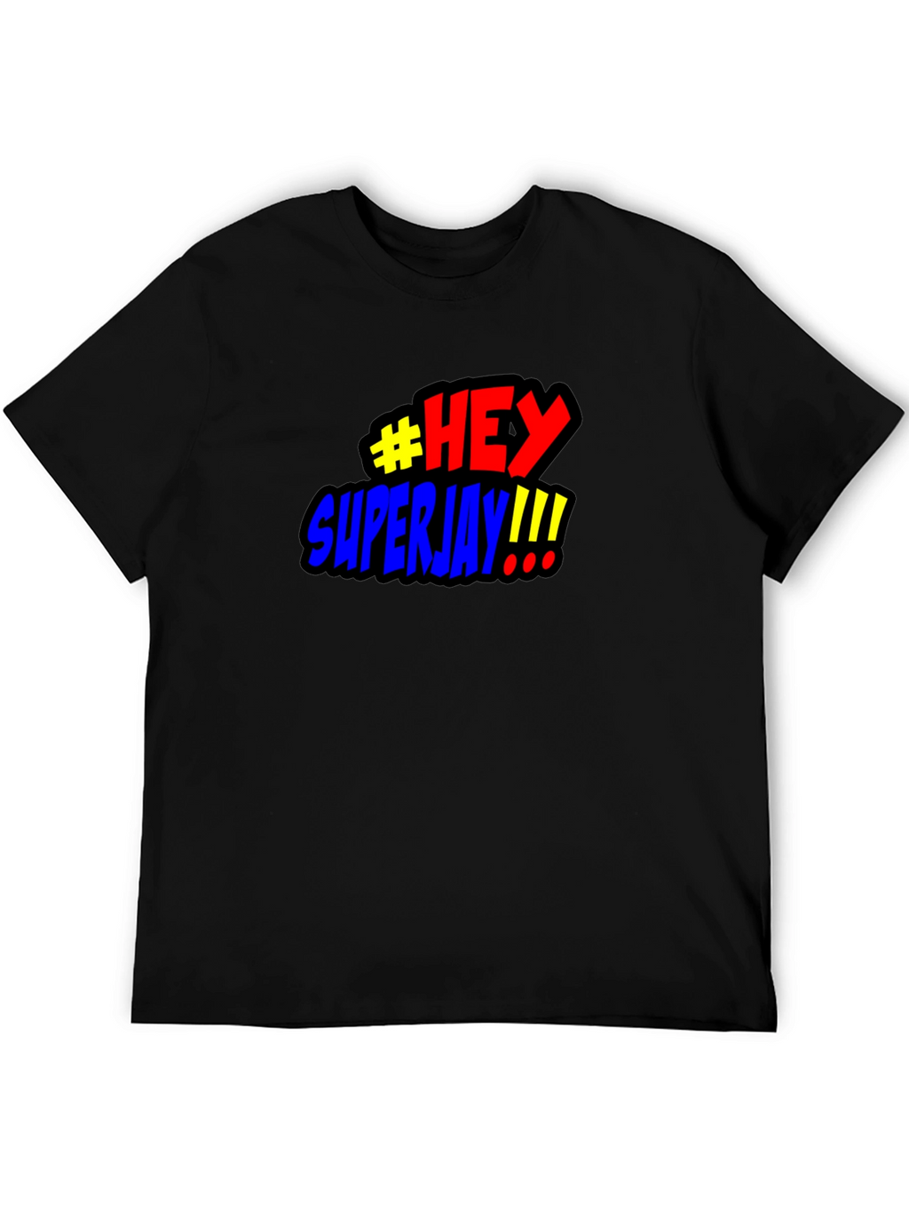 #HEY Superjay!!! Mens Black Graphic T-Shirt