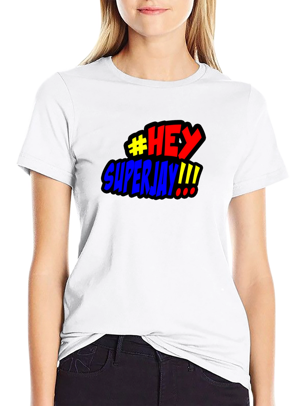 #HEY Superjay!!! Mens Black Graphic T-Shirt