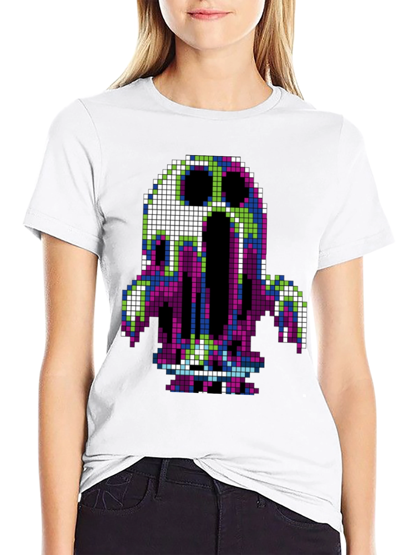 Pixel Art Ghost T-Shirt - Retro Gaming Style