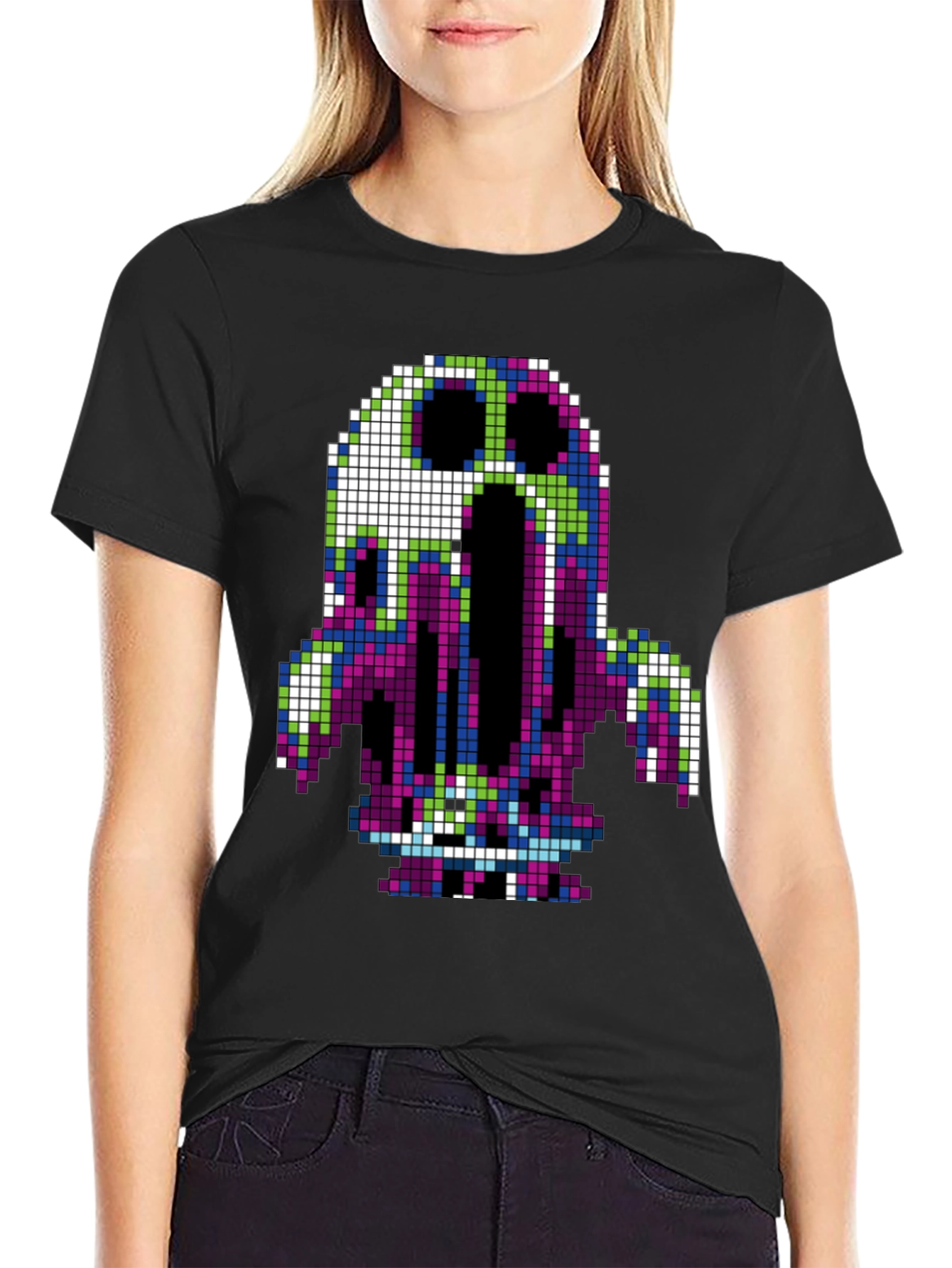 Pixel Art Ghost T-Shirt - Retro Gaming Style