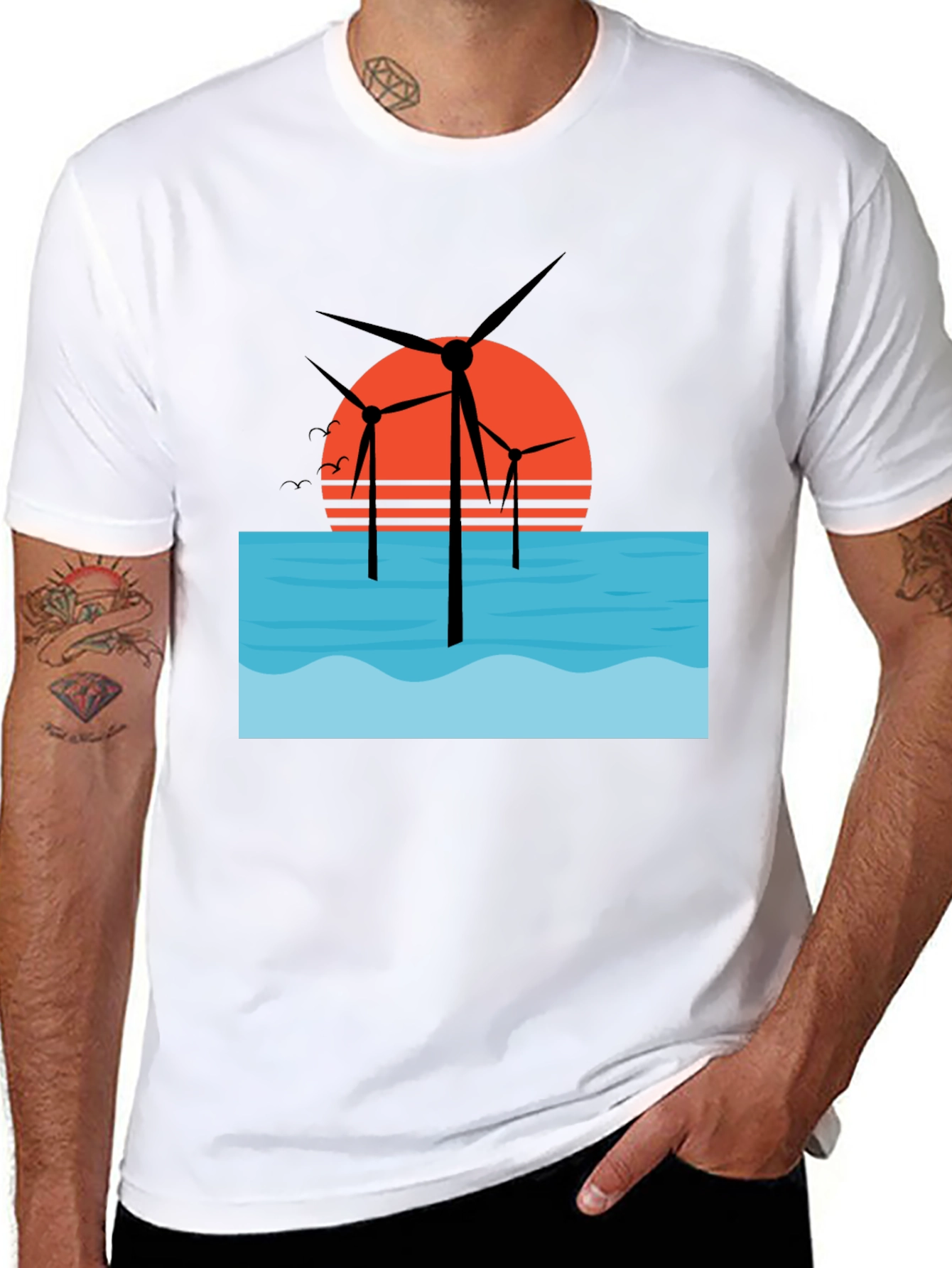 Offshore Wind Farm T-Shirt - Sunset Graphic Tee