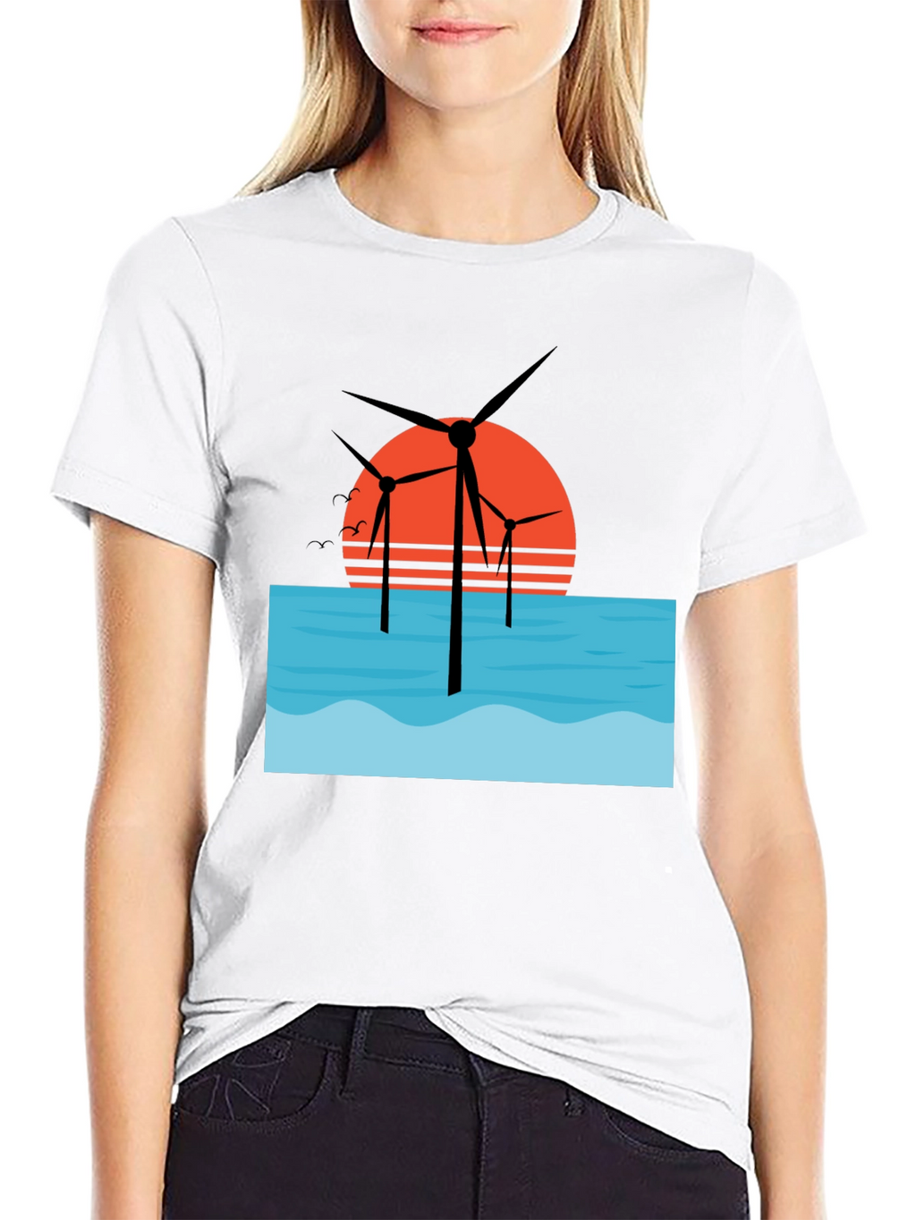 Offshore Wind Farm T-Shirt - Sunset Graphic Tee