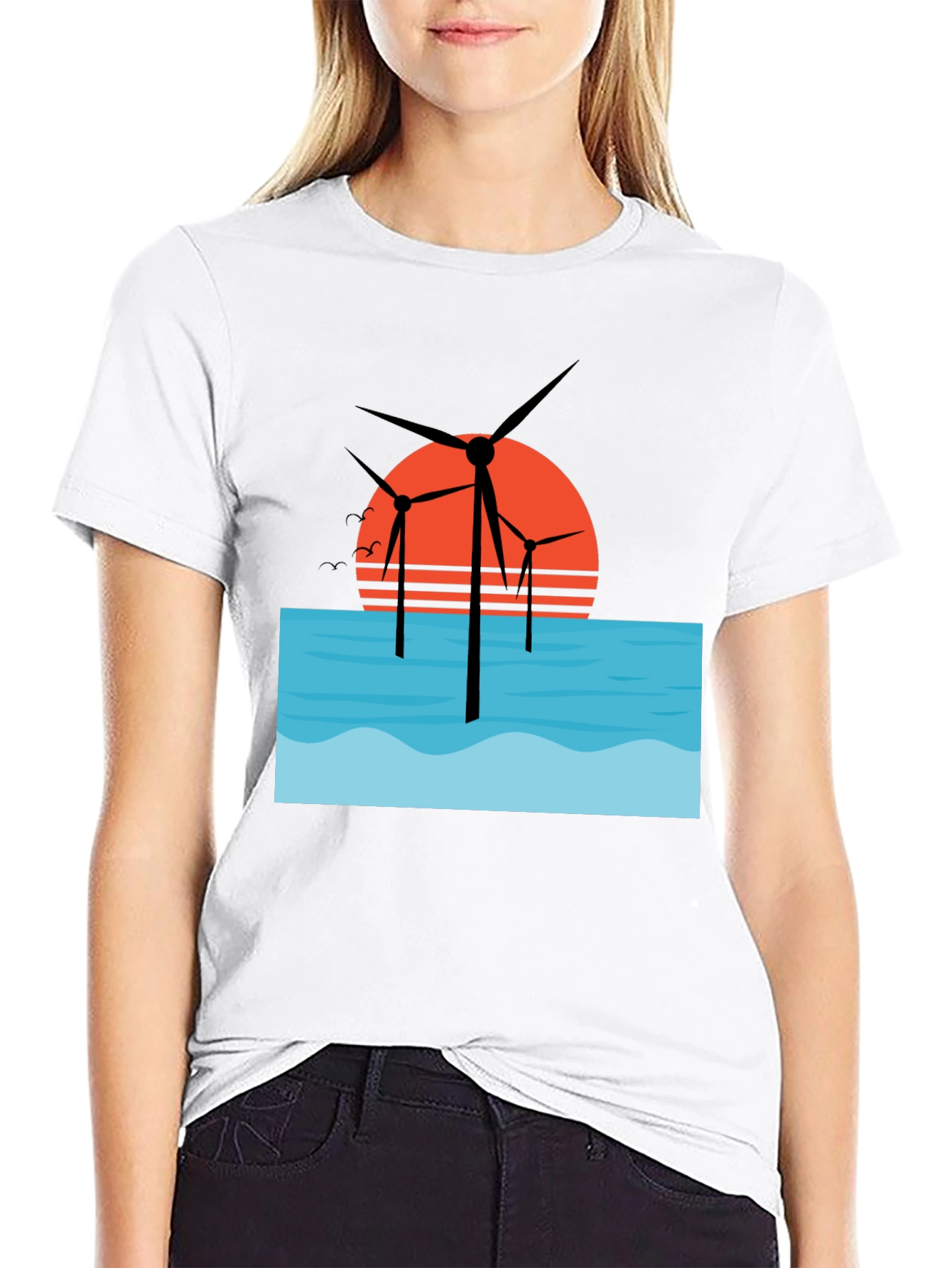 Offshore Wind Farm T-Shirt - Sunset Graphic Tee