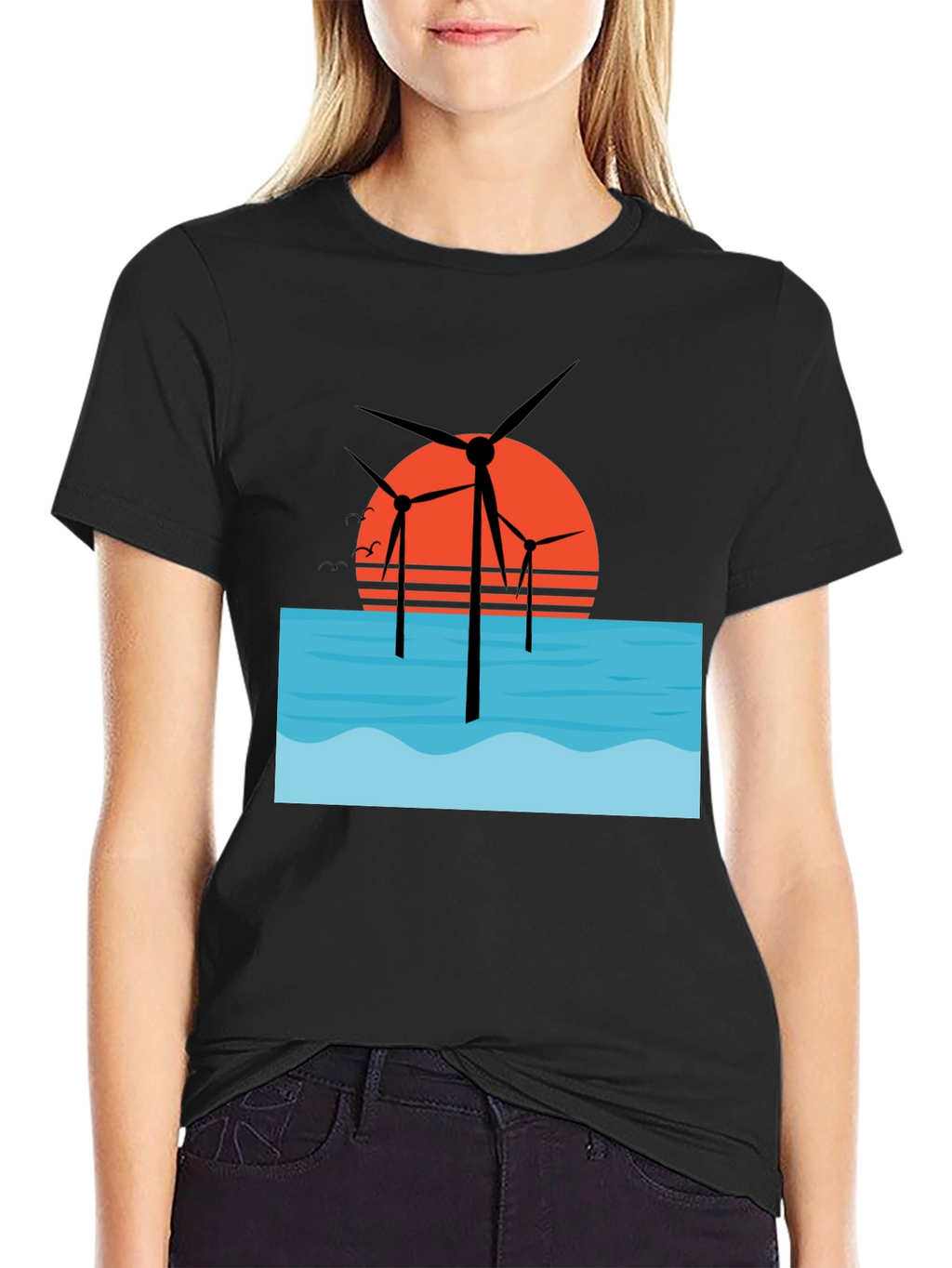 Offshore Wind Farm T-Shirt - Sunset Graphic Tee