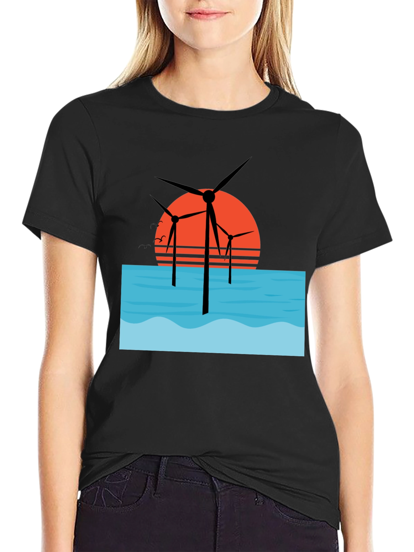 Offshore Wind Farm T-Shirt - Sunset Graphic Tee