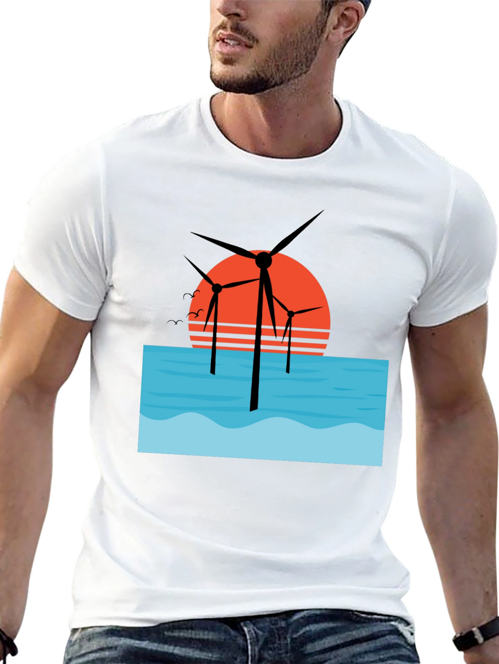 Offshore Wind Farm T-Shirt - Sunset Graphic Tee