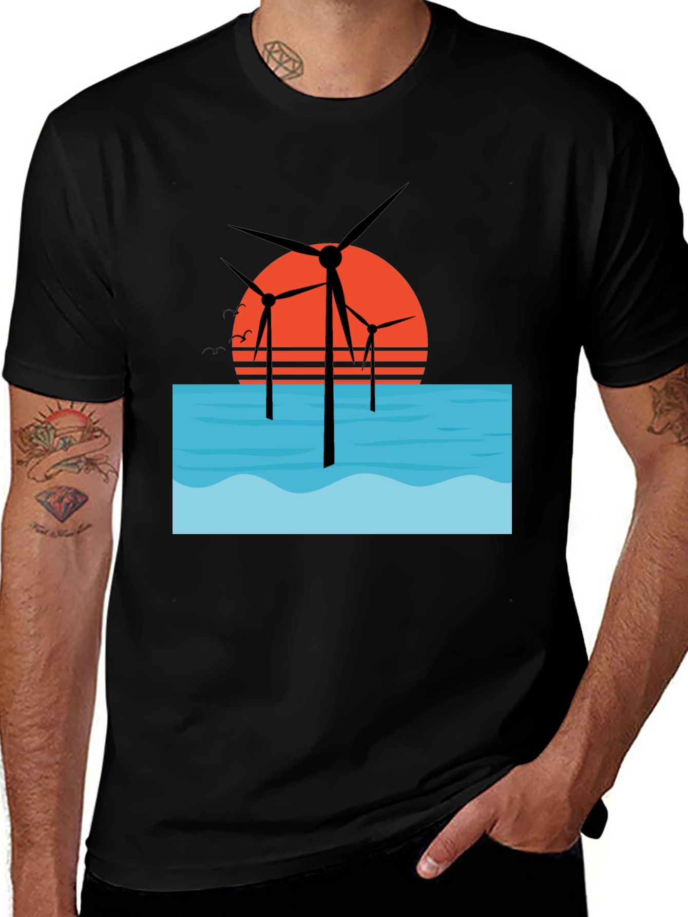 Offshore Wind Farm T-Shirt - Sunset Graphic Tee