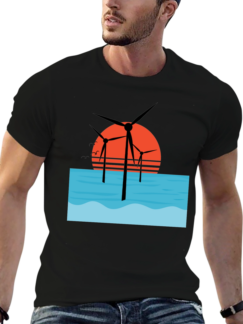 Offshore Wind Farm T-Shirt - Sunset Graphic Tee