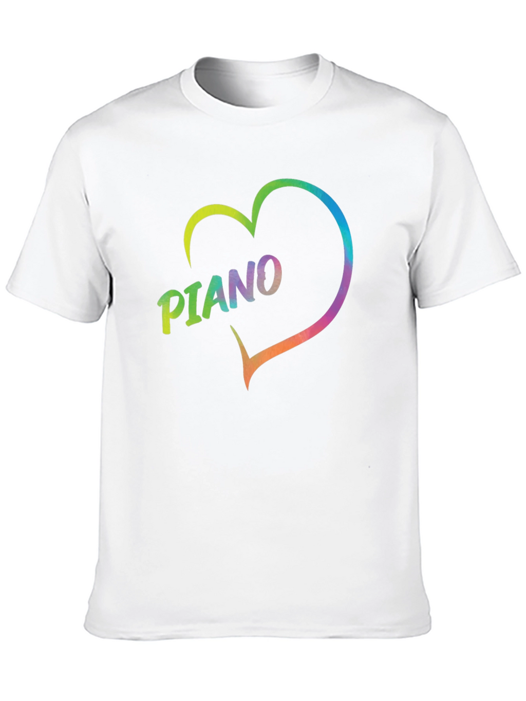 Rainbow Piano Heart Graphic T-Shirt - Black