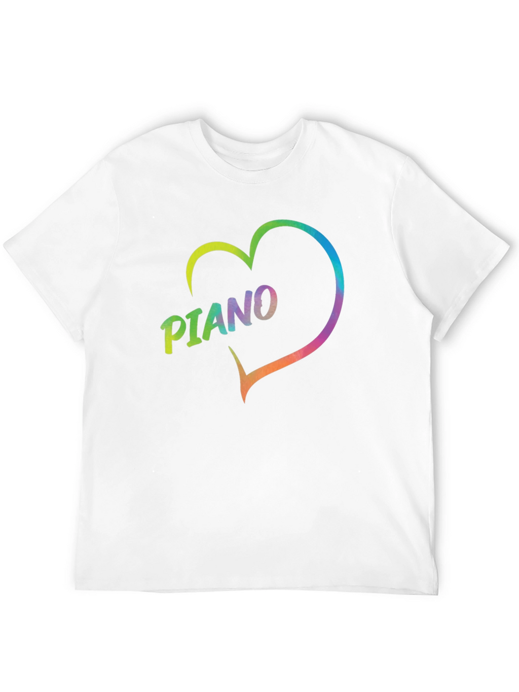 Rainbow Piano Heart Graphic T-Shirt - Black