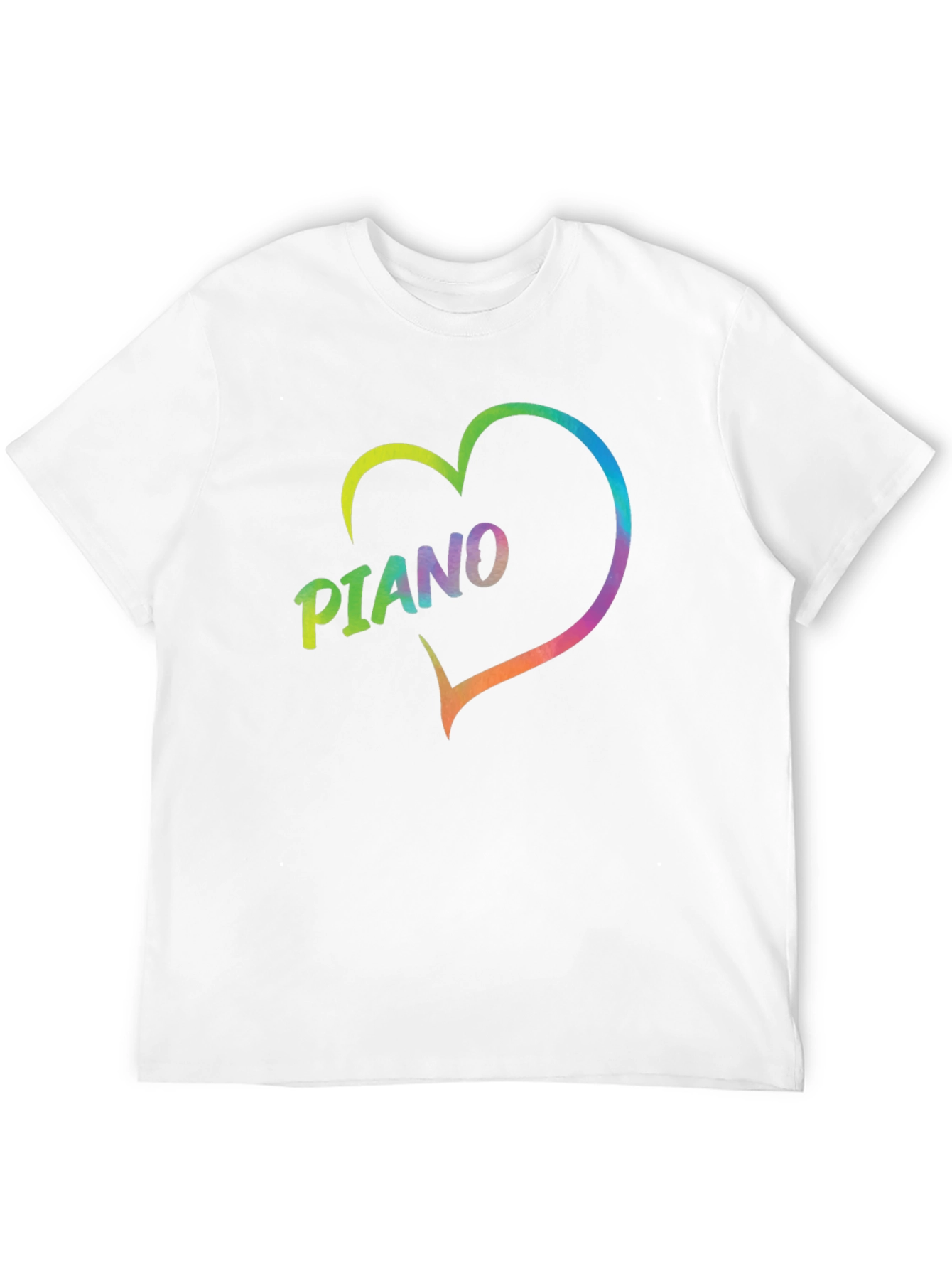 Rainbow Piano Heart Graphic T-Shirt - Black