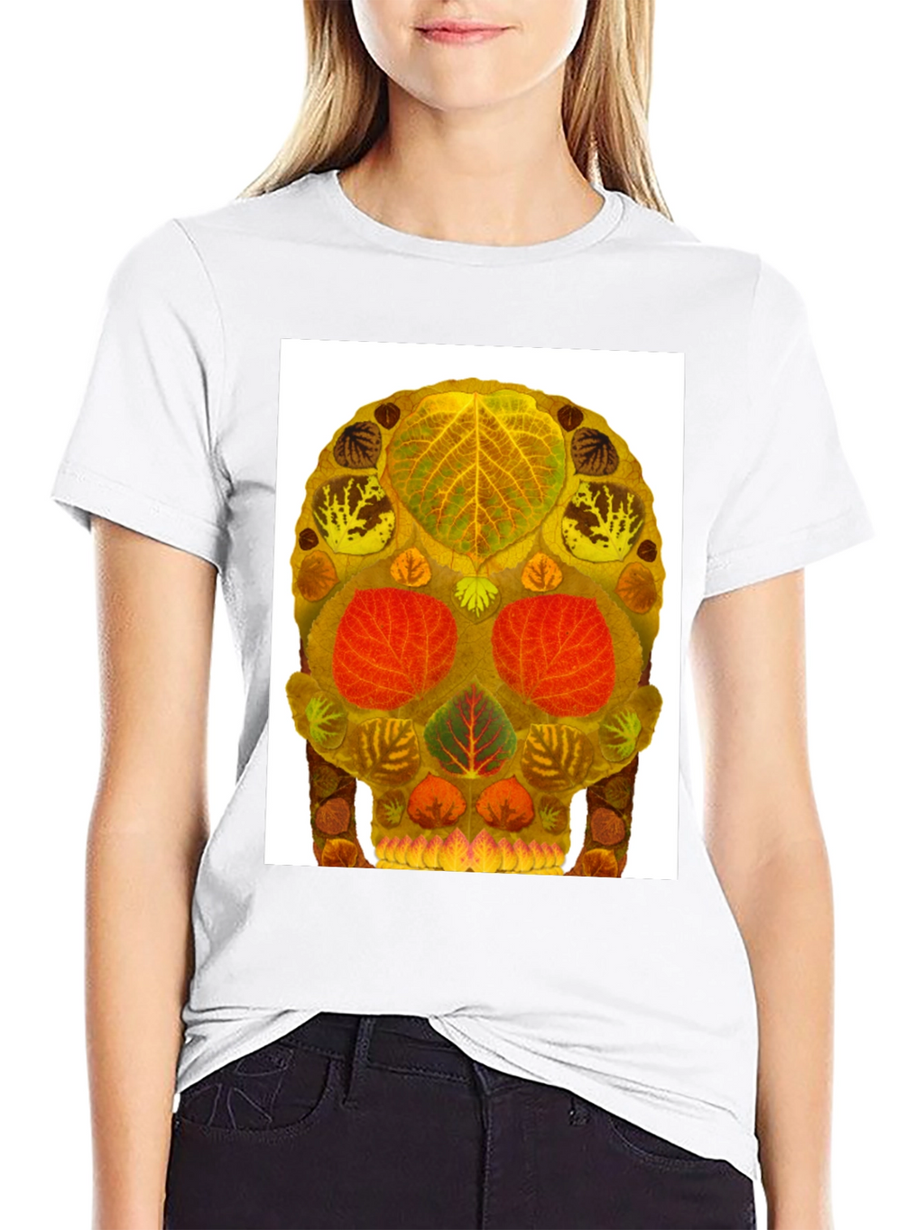 Leaf Skull Graphic Tee - Unique Nature Art T-Shirt