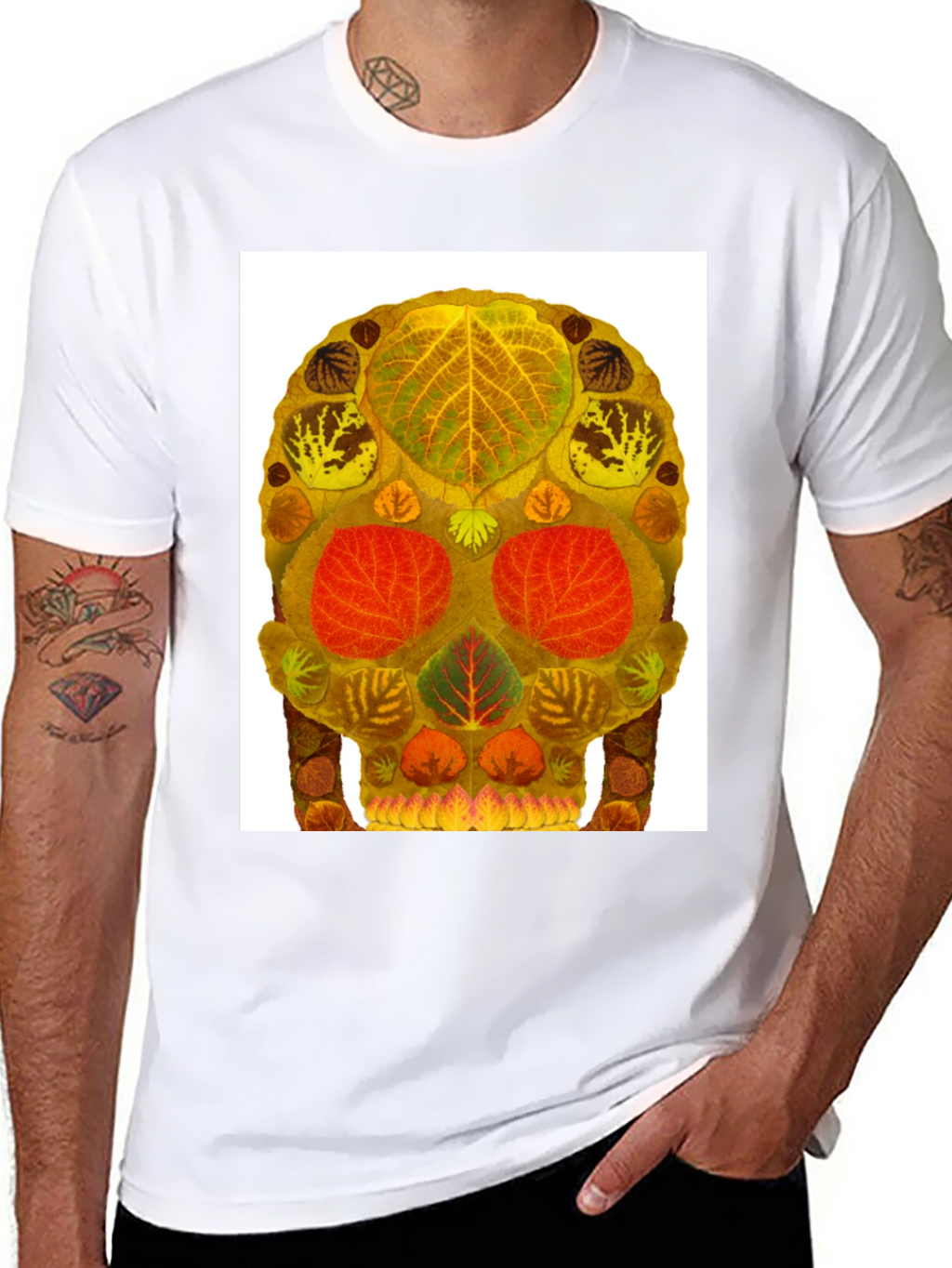 Leaf Skull Graphic Tee - Unique Nature Art T-Shirt