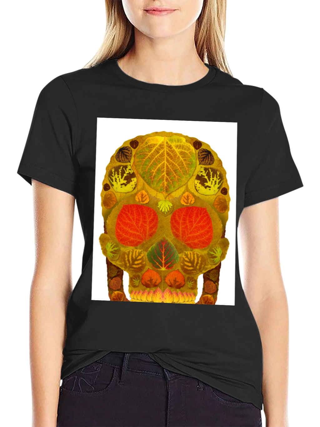 Leaf Skull Graphic Tee - Unique Nature Art T-Shirt
