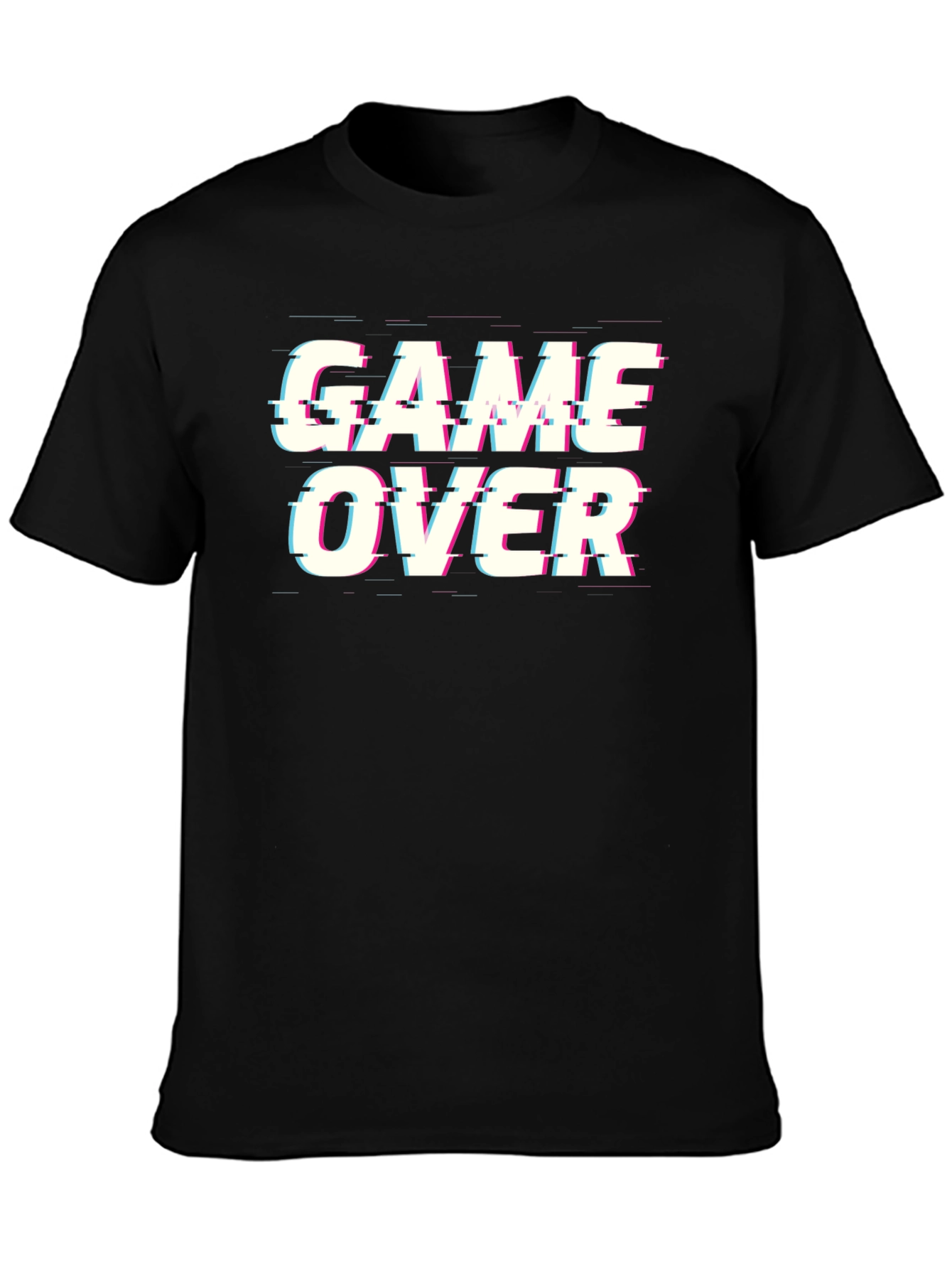 Game Over Glitch T-Shirt - Black Cotton Gamer Tee