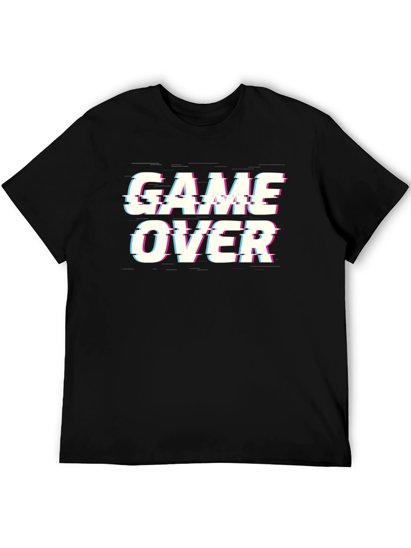 Game Over Glitch T-Shirt - Black Cotton Gamer Tee