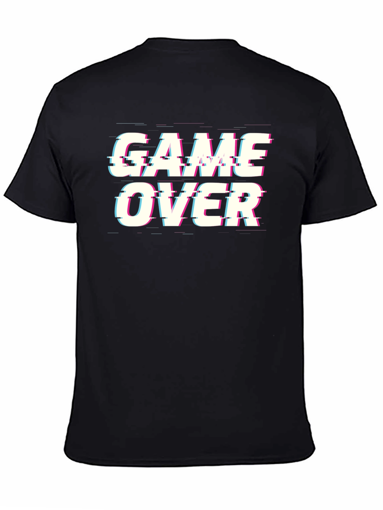 Game Over Glitch T-Shirt - Black Cotton Gamer Tee