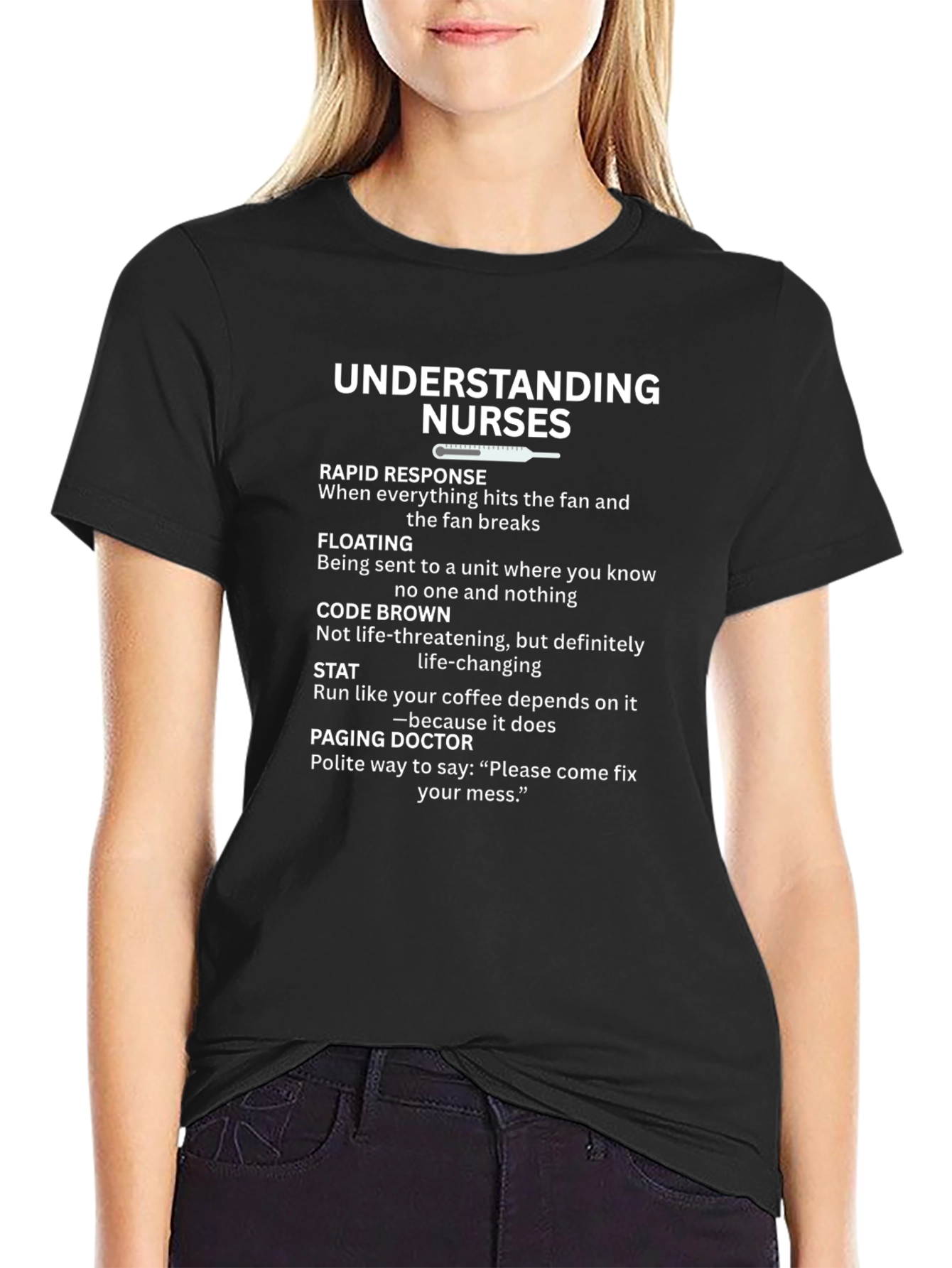 Understanding Nurses Black Graphic T-Shirt