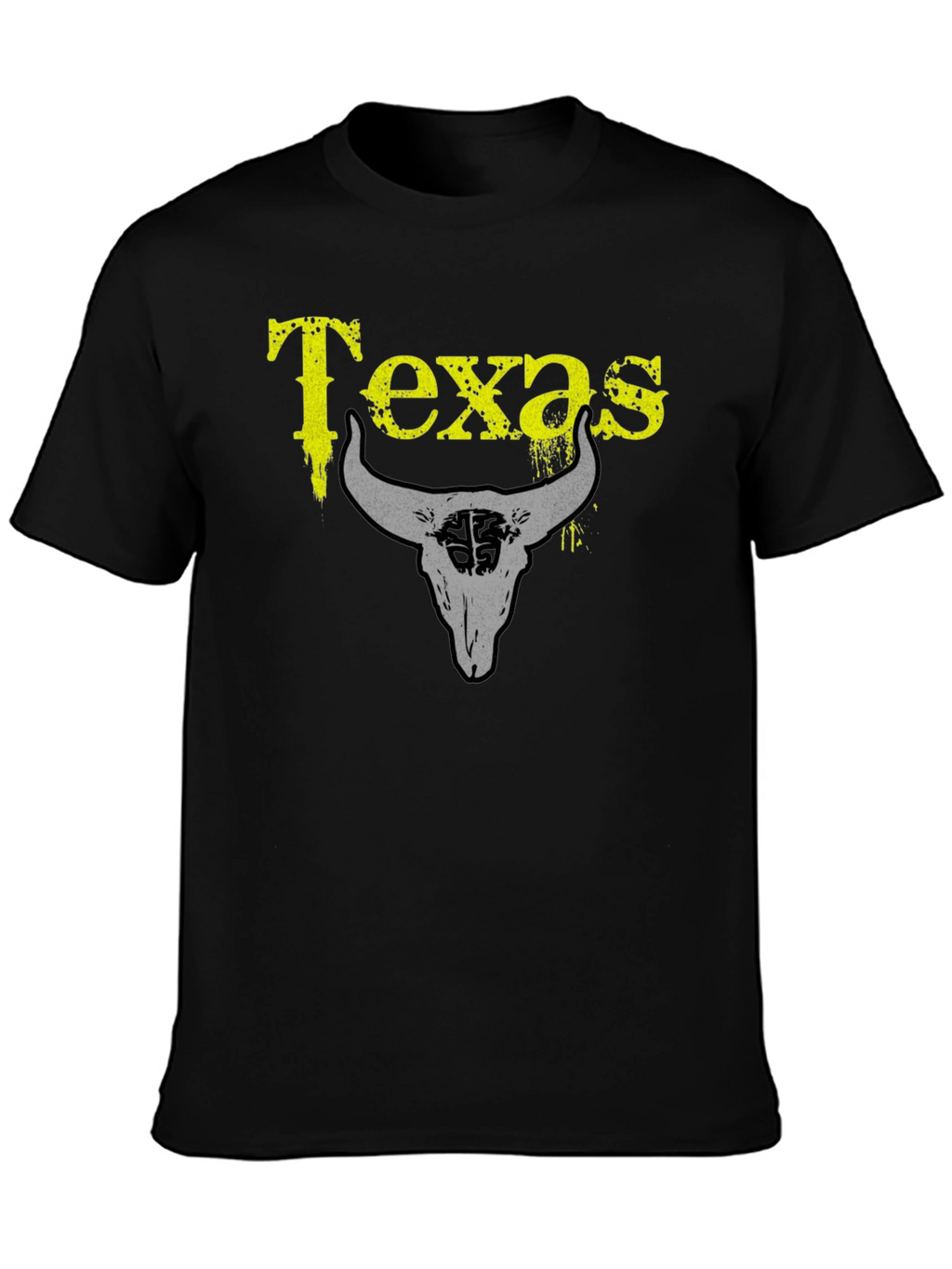 Texas Bull Skull Graphic T-Shirt - Black