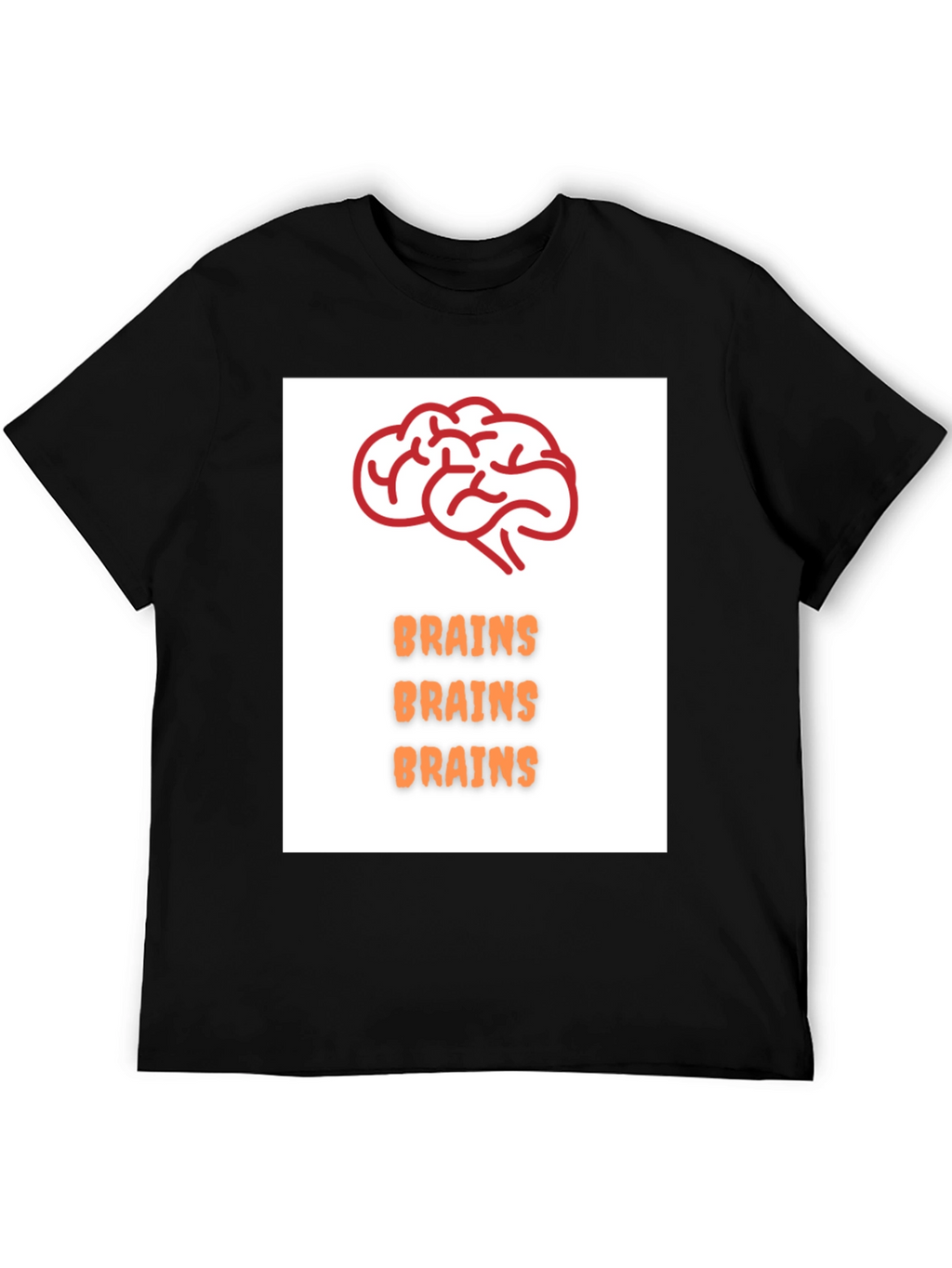 Brains T-Shirt - Black Crew Neck Tee