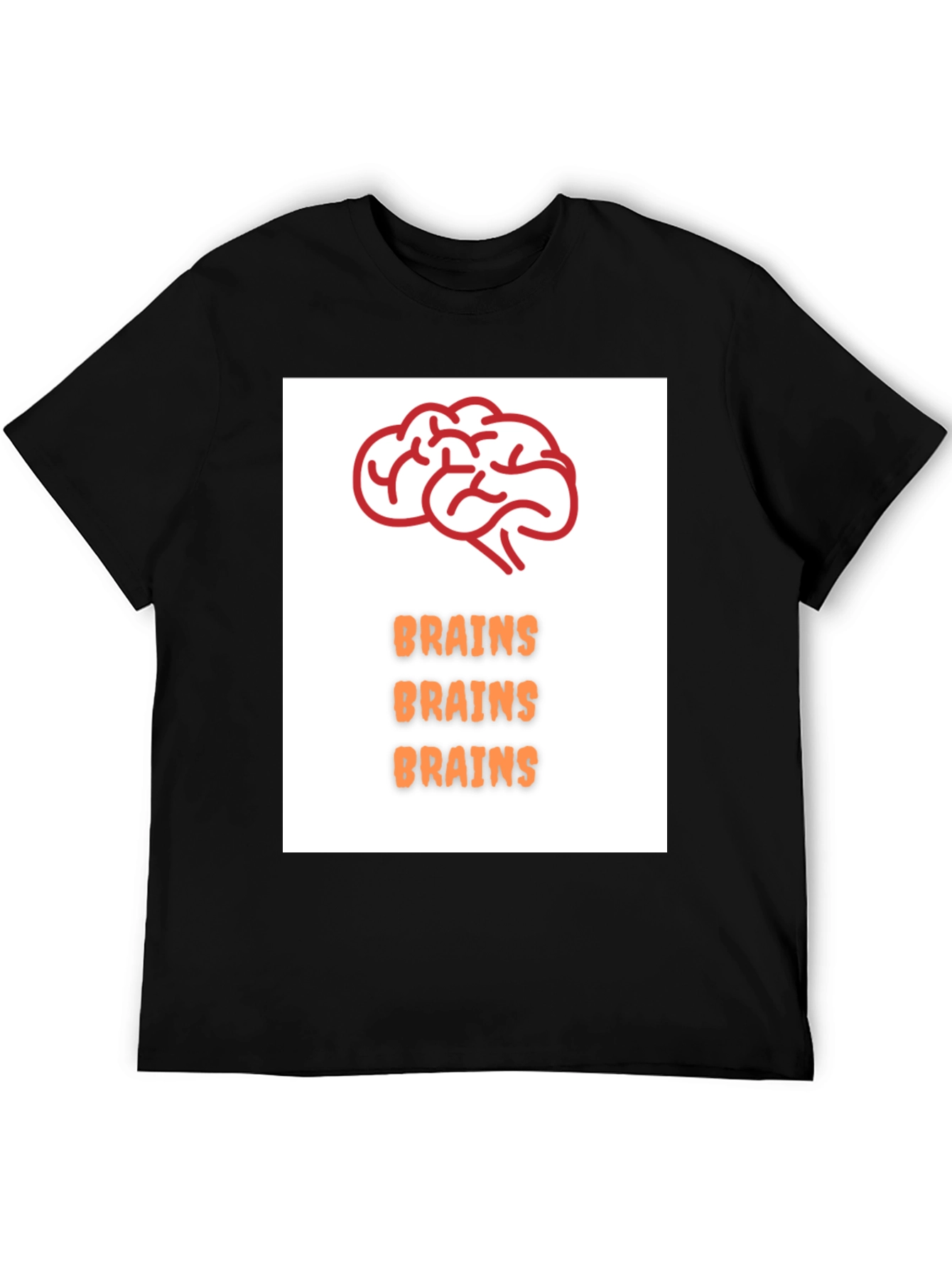 Brains T-Shirt - Black Crew Neck Tee