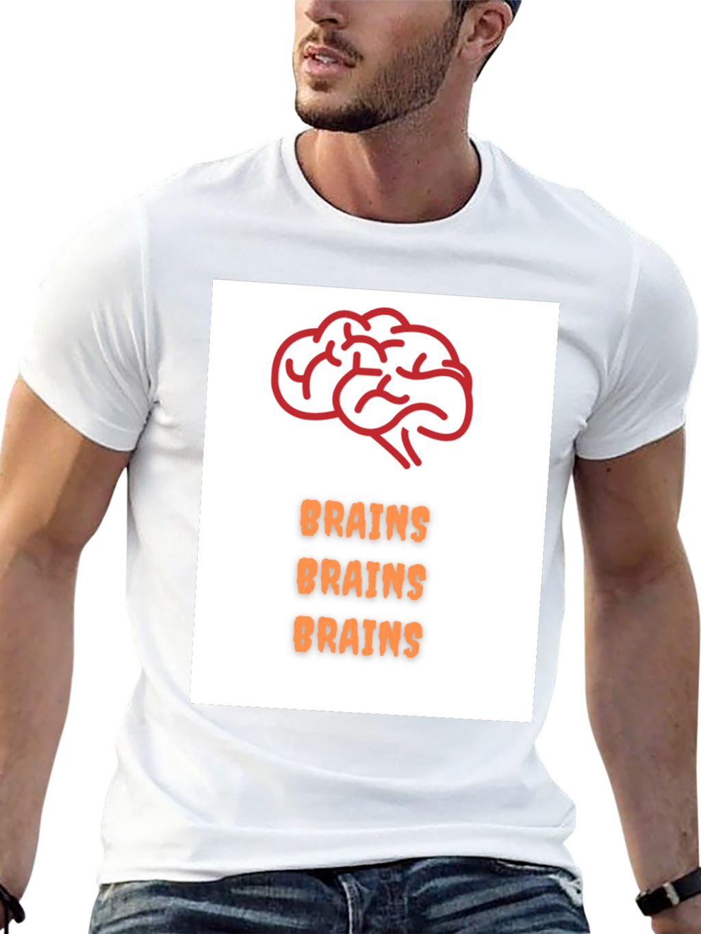 Brains T-Shirt - Black Crew Neck Tee