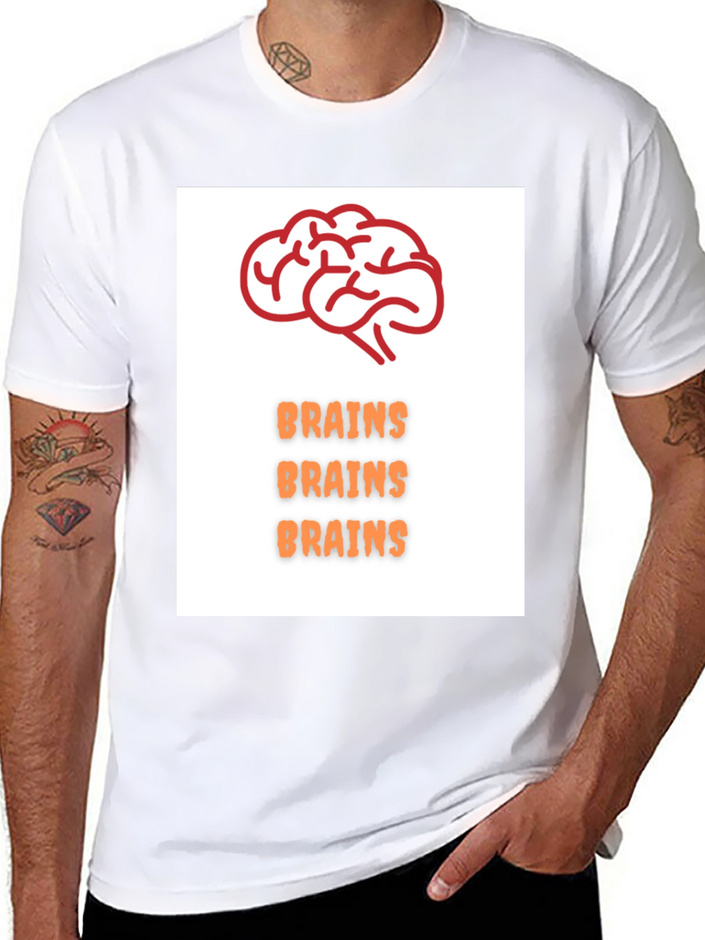 Brains T-Shirt - Black Crew Neck Tee