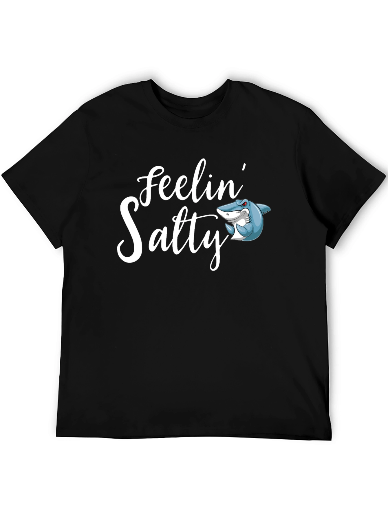 Feelin Salty Shark Graphic Tee - Mens Black T-Shirt