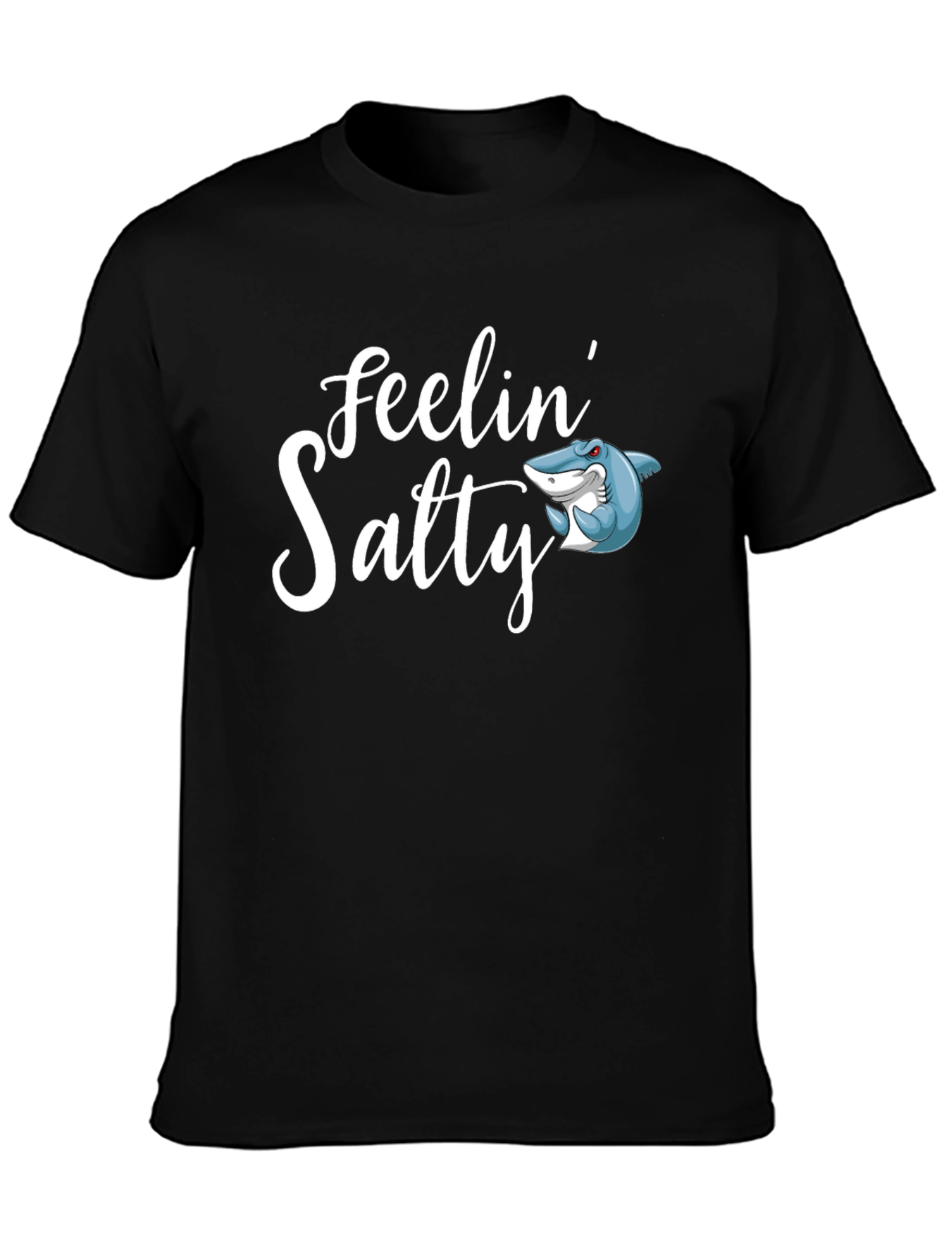 Feelin Salty Shark Graphic Tee - Mens Black T-Shirt
