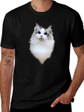 Cat Portrait Black T-Shirt