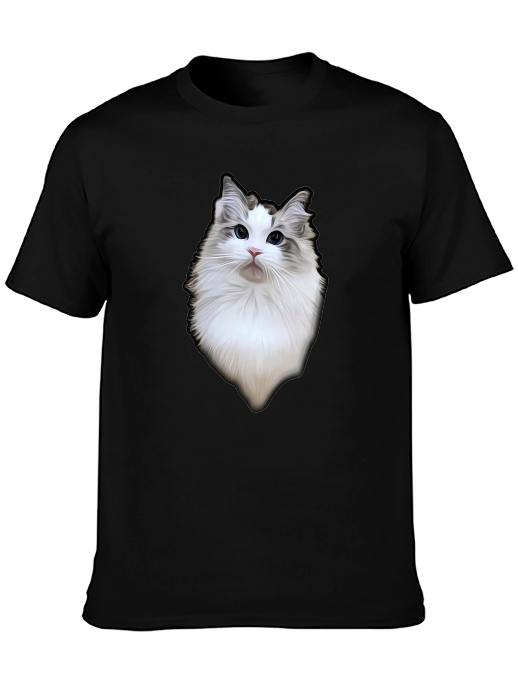 Cat Portrait Black T-Shirt