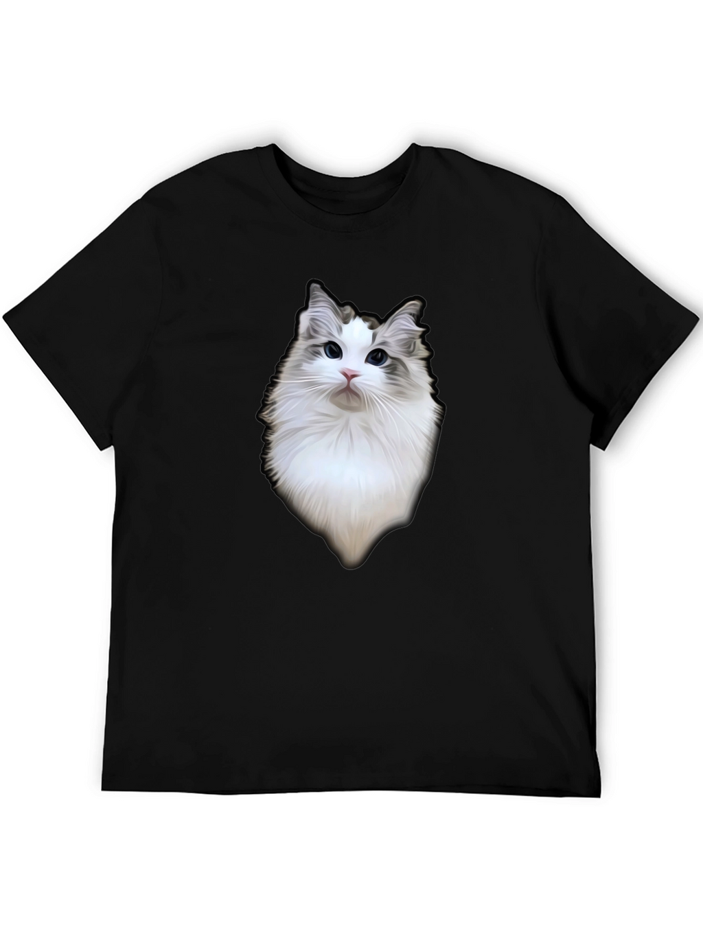 Cat Portrait Black T-Shirt