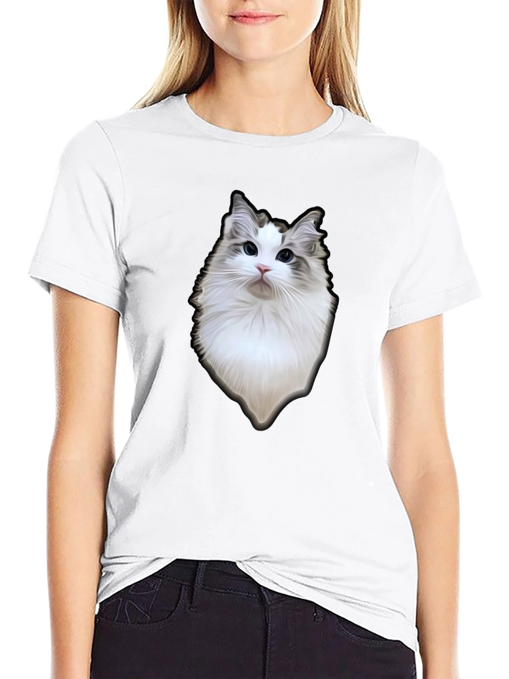 Cat Portrait Black T-Shirt