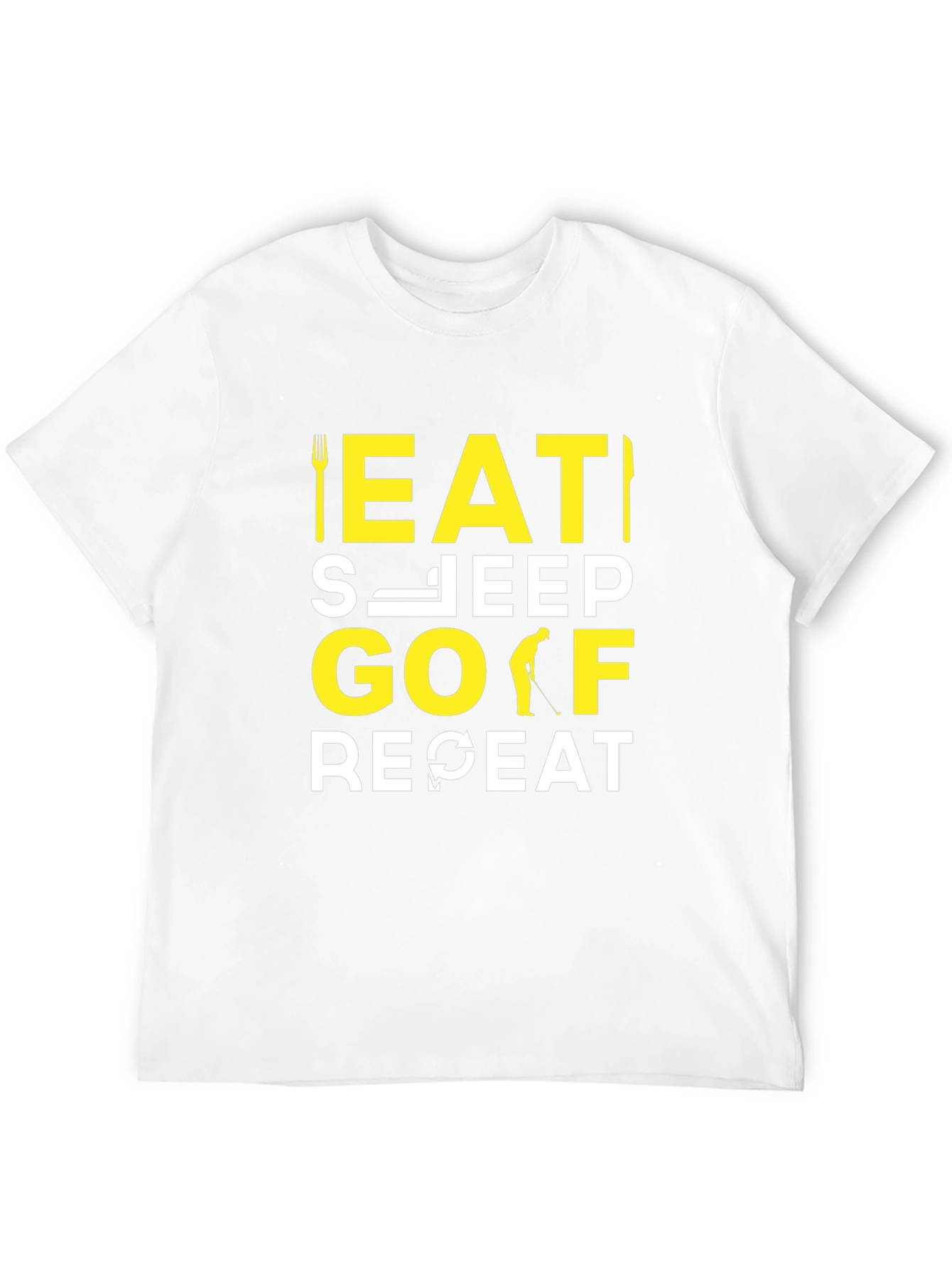 Eat Sleep Golf Repeat T-Shirt | Funny Golfer Tee