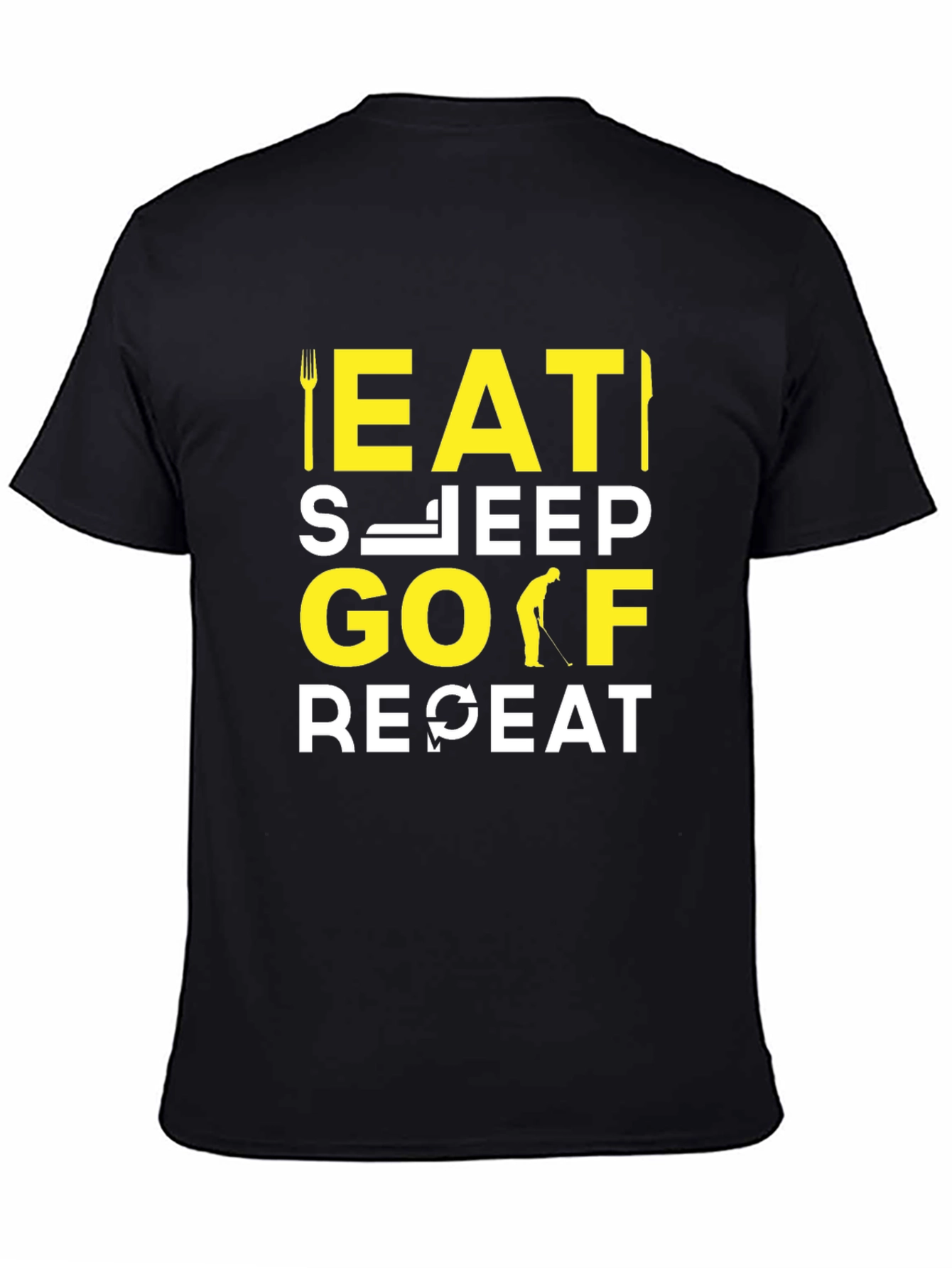 Eat Sleep Golf Repeat T-Shirt | Funny Golfer Tee