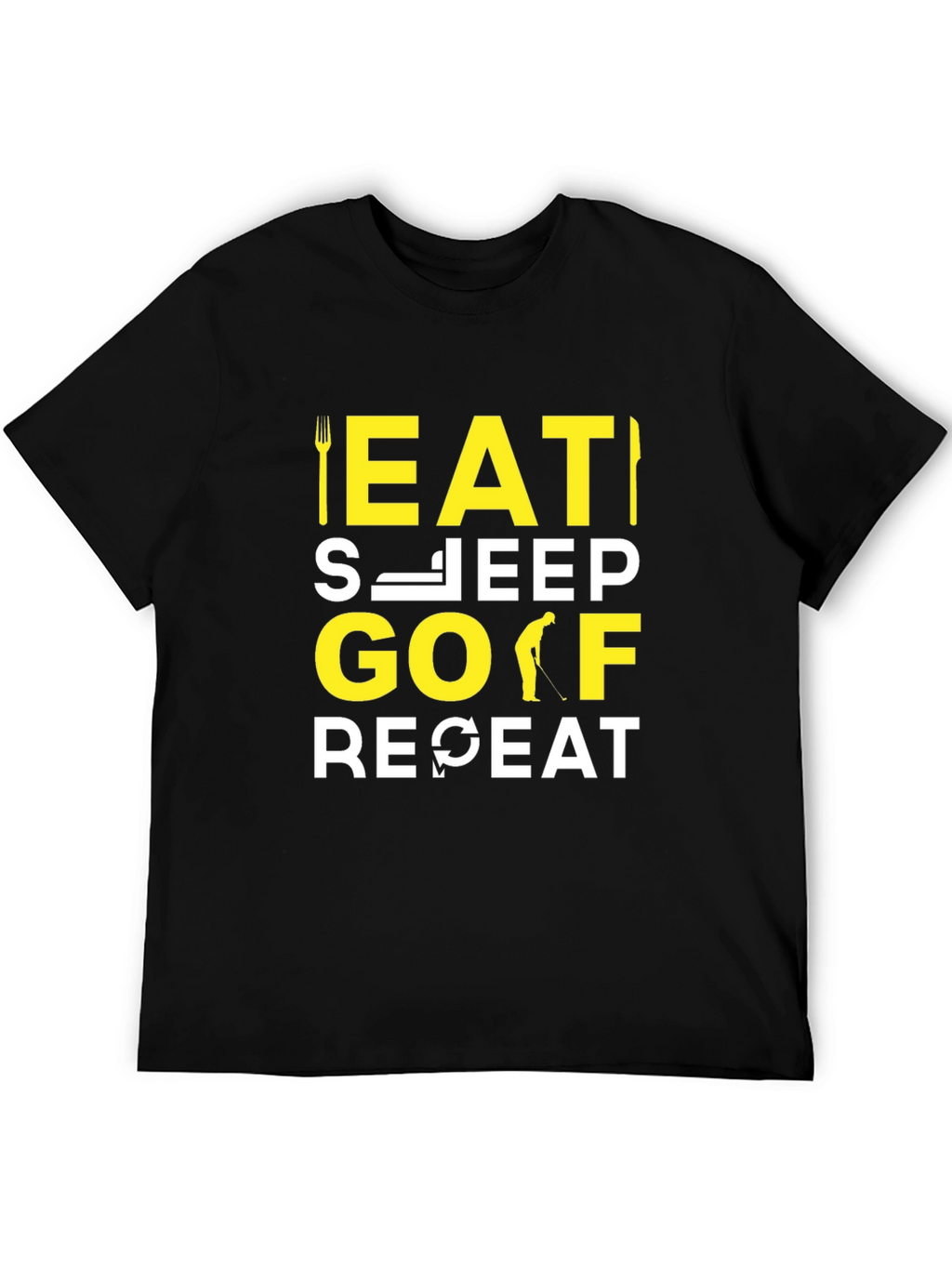 Eat Sleep Golf Repeat T-Shirt | Funny Golfer Tee