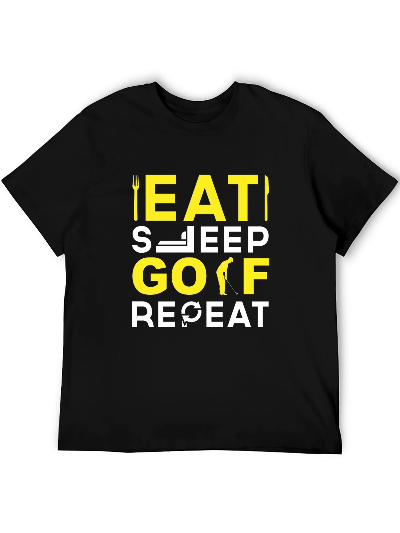 Eat Sleep Golf Repeat T-Shirt | Funny Golfer Tee